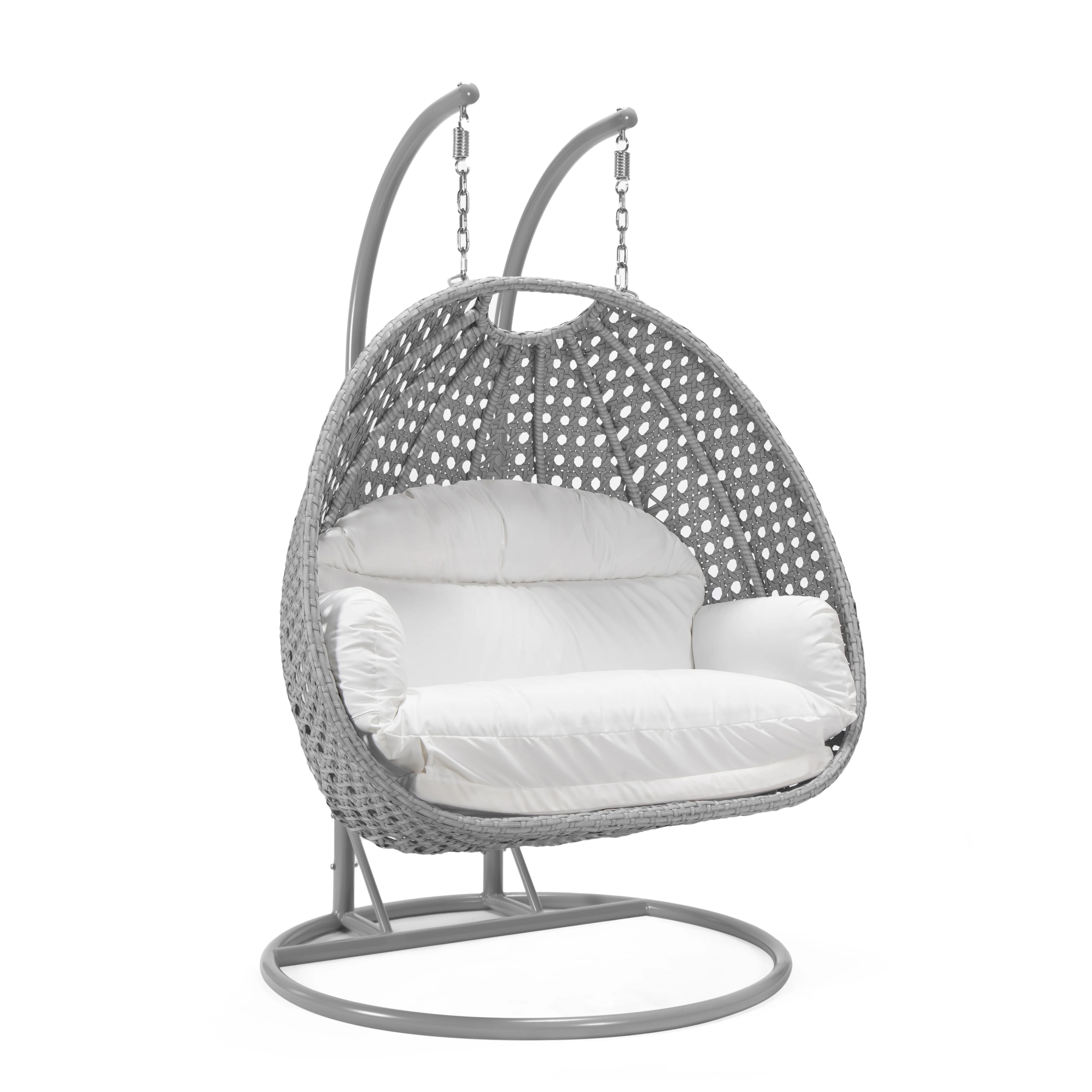 Mendoza Light Grey Wicker Hanging 2 person Egg Swing Chair