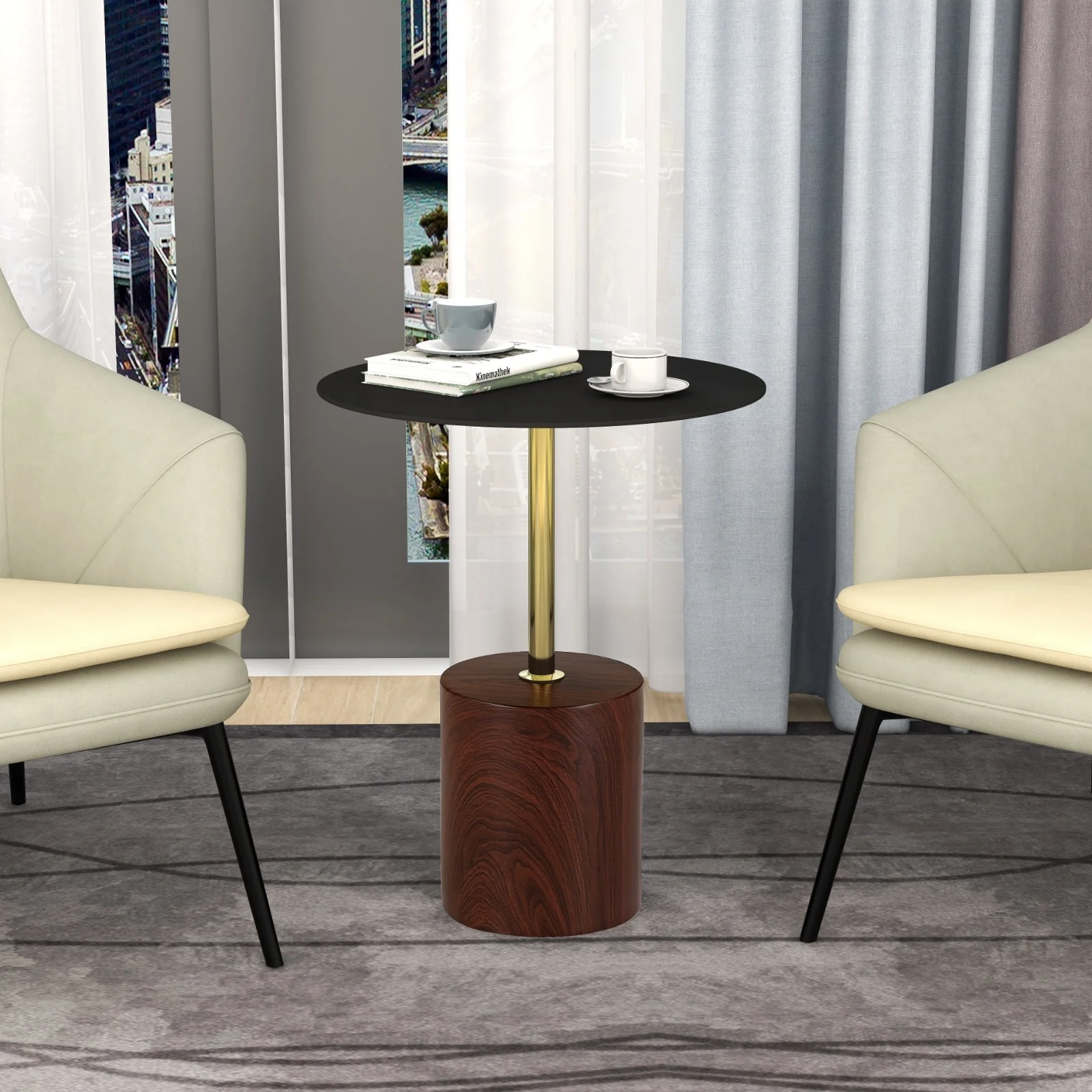 Malta Collection Modern End Table In Brown