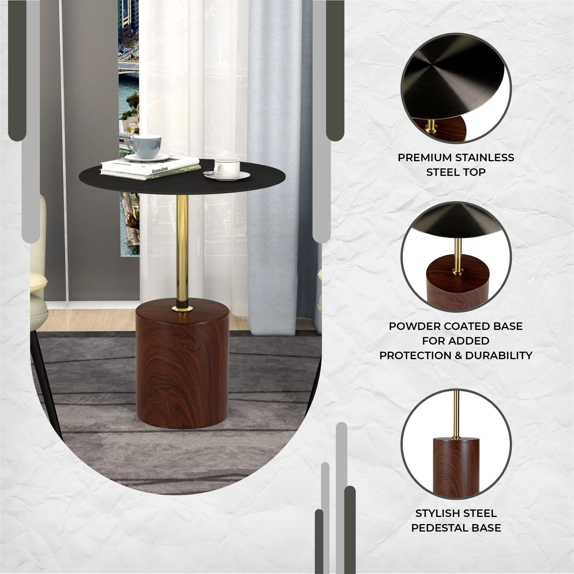 Malta Collection Modern End Table In Brown