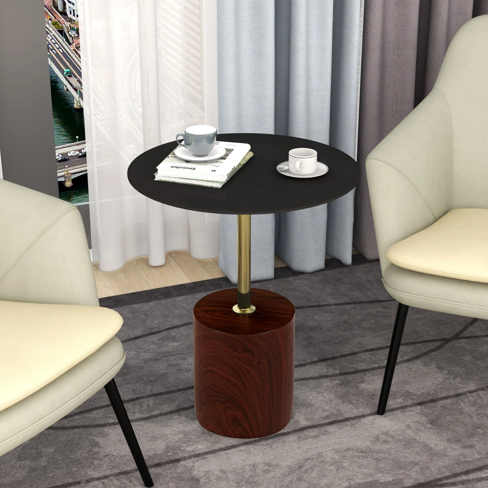 Malta Collection Modern End Table In Brown