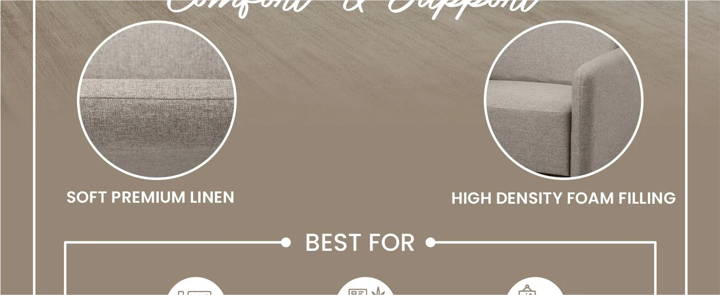 Nyta Collection Modern Accent Chair in Grey Linen