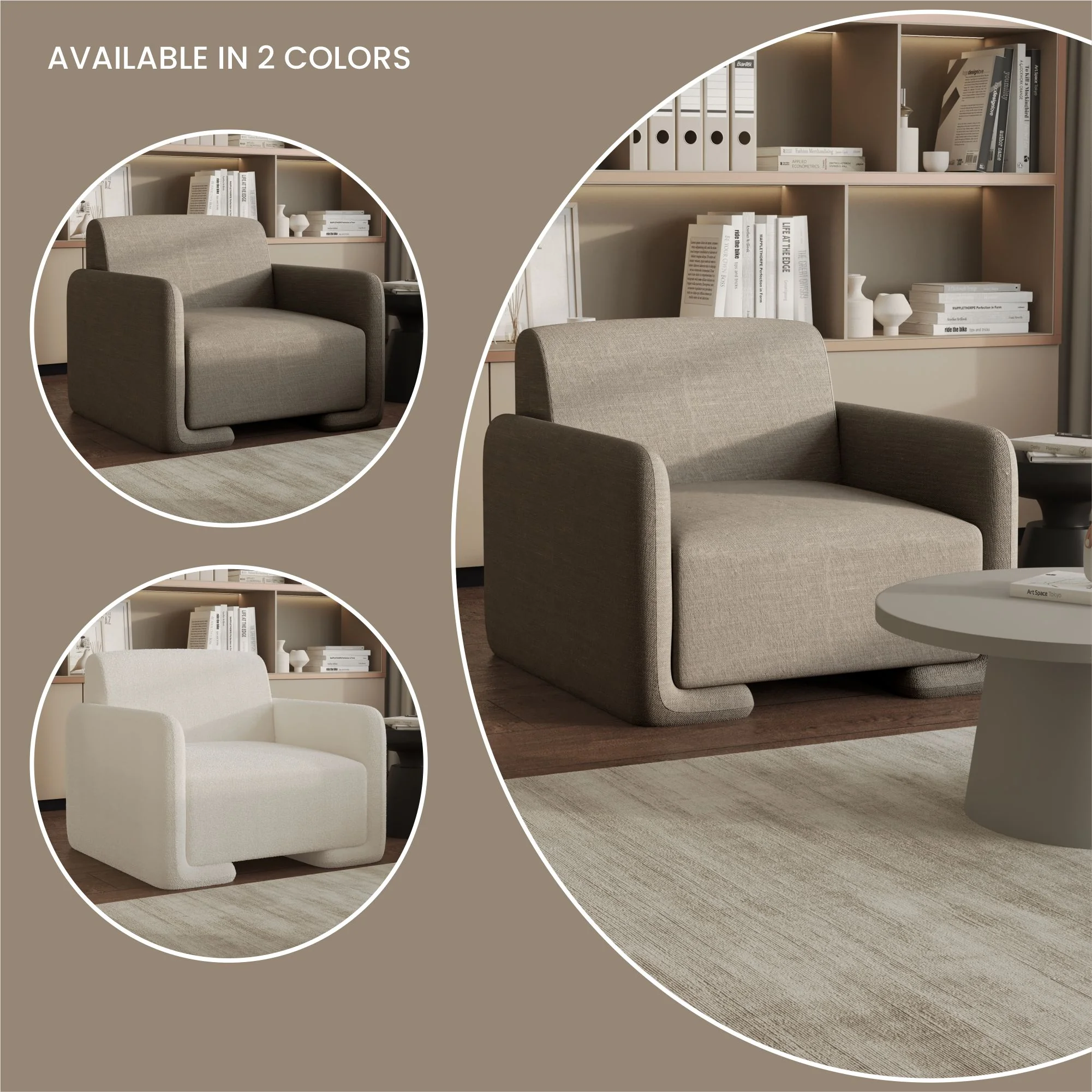 Nyta Collection Modern Accent Chair in White Boucle