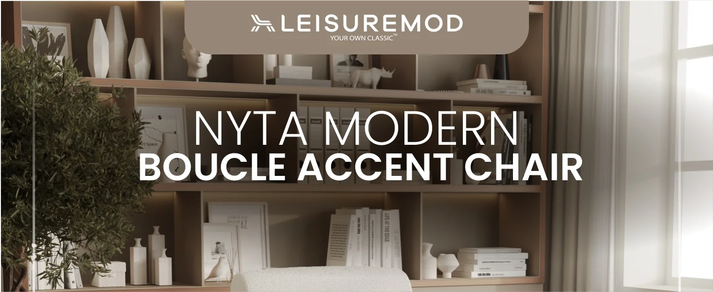 Nyta Collection Modern Accent Chair in White Boucle