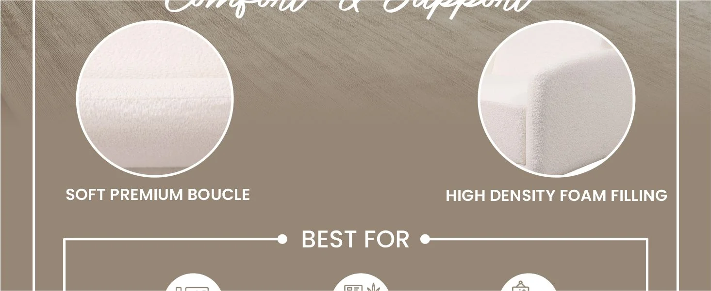 Nyta Collection Modern Accent Chair in White Boucle