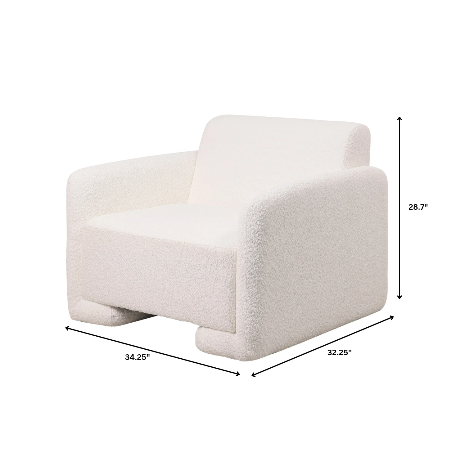 Nyta Collection Modern Accent Chair in White Boucle