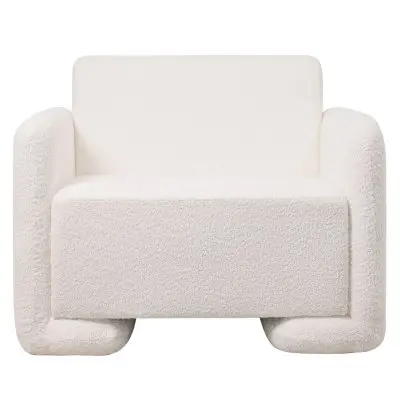 Nyta Collection Modern Accent Chair in White Boucle