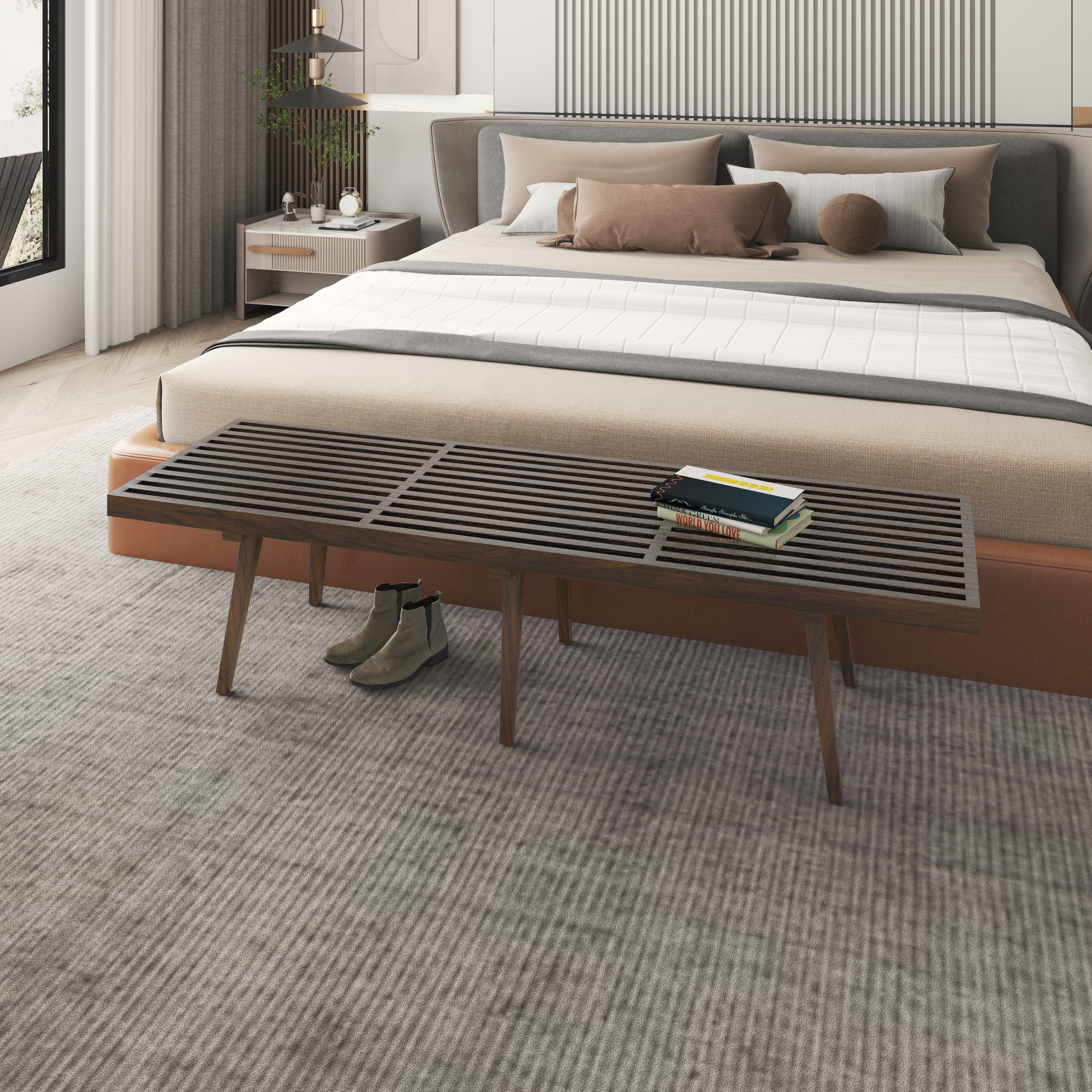 Mid-Century Inwood Platform Bench - 6 Feet