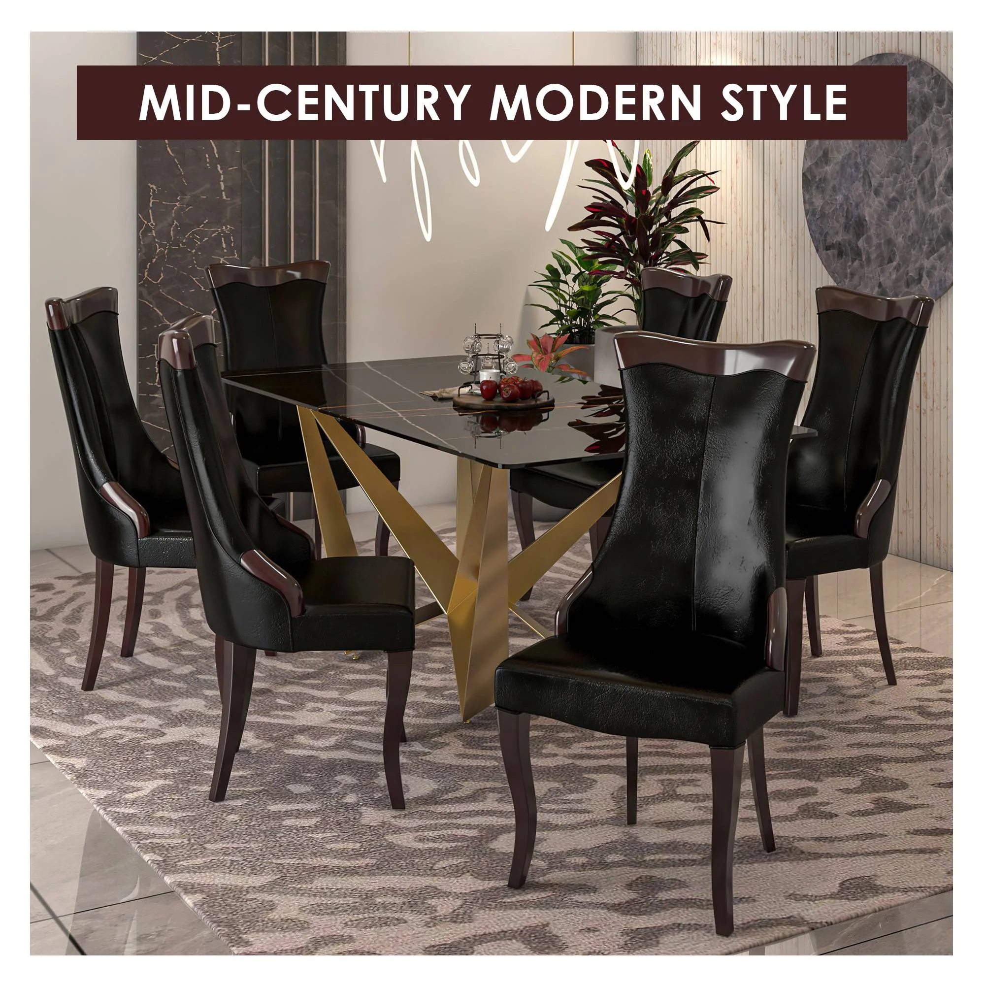 Novara Collection Modern Wooden Dining Chair in Black Set of 2