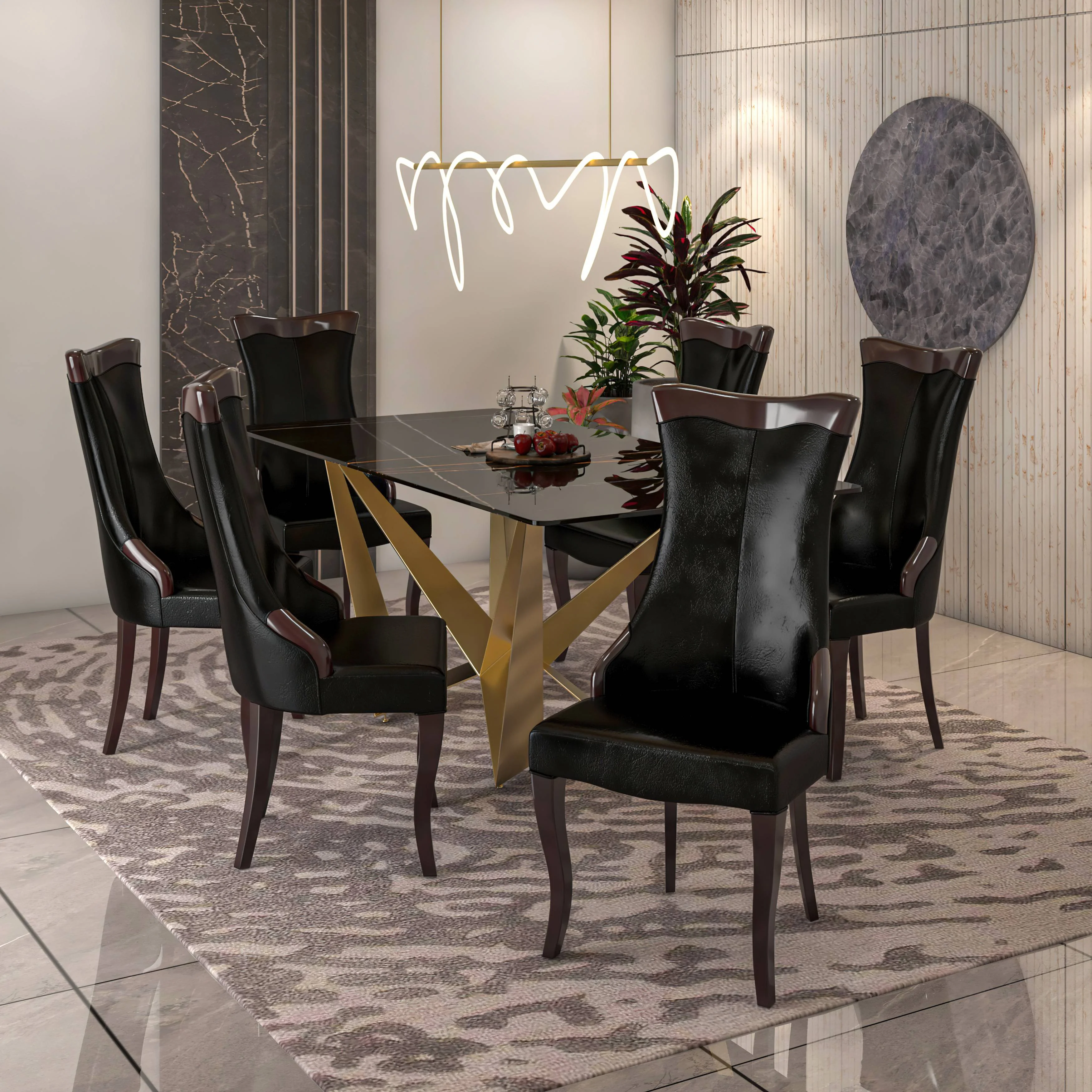 Novara Collection Modern Wooden Dining Chair in Black Set of 2