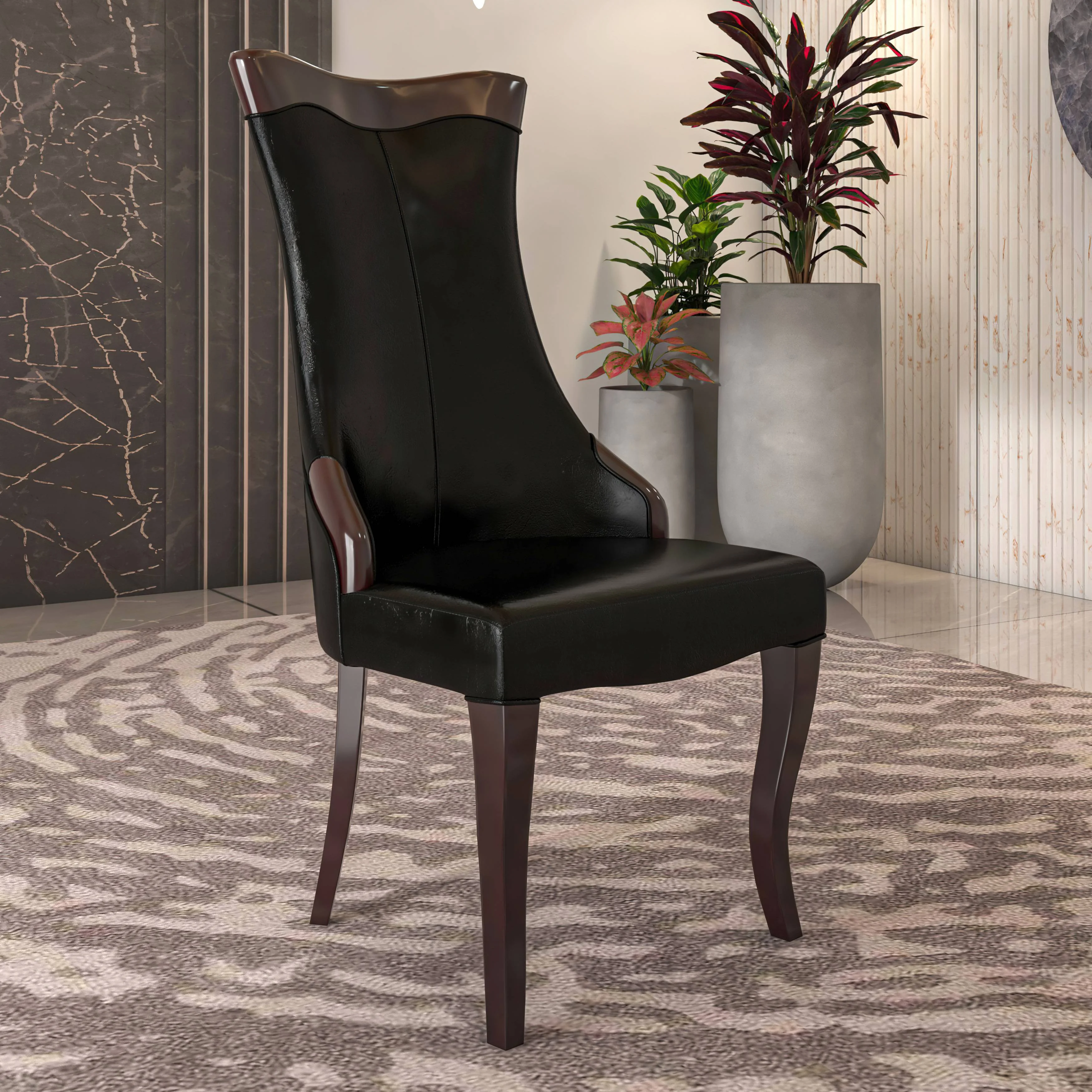 Novara Collection Modern Wooden Dining Chair in Black Set of 2