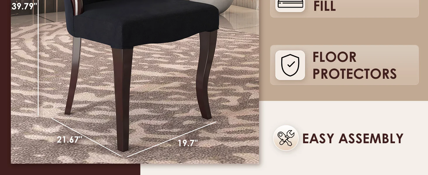 Novara Collection Modern Wooden Dining Chair in Black Velvet