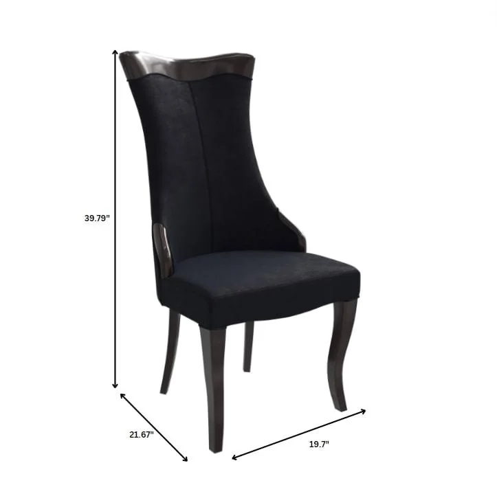 Novara Collection Modern Wooden Dining Chair in Black Velvet Set of 2
