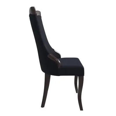 Novara Collection Modern Wooden Dining Chair in Black Velvet Set of 2