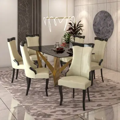 Novara Collection Modern Wooden Dining Chair in Light Cream