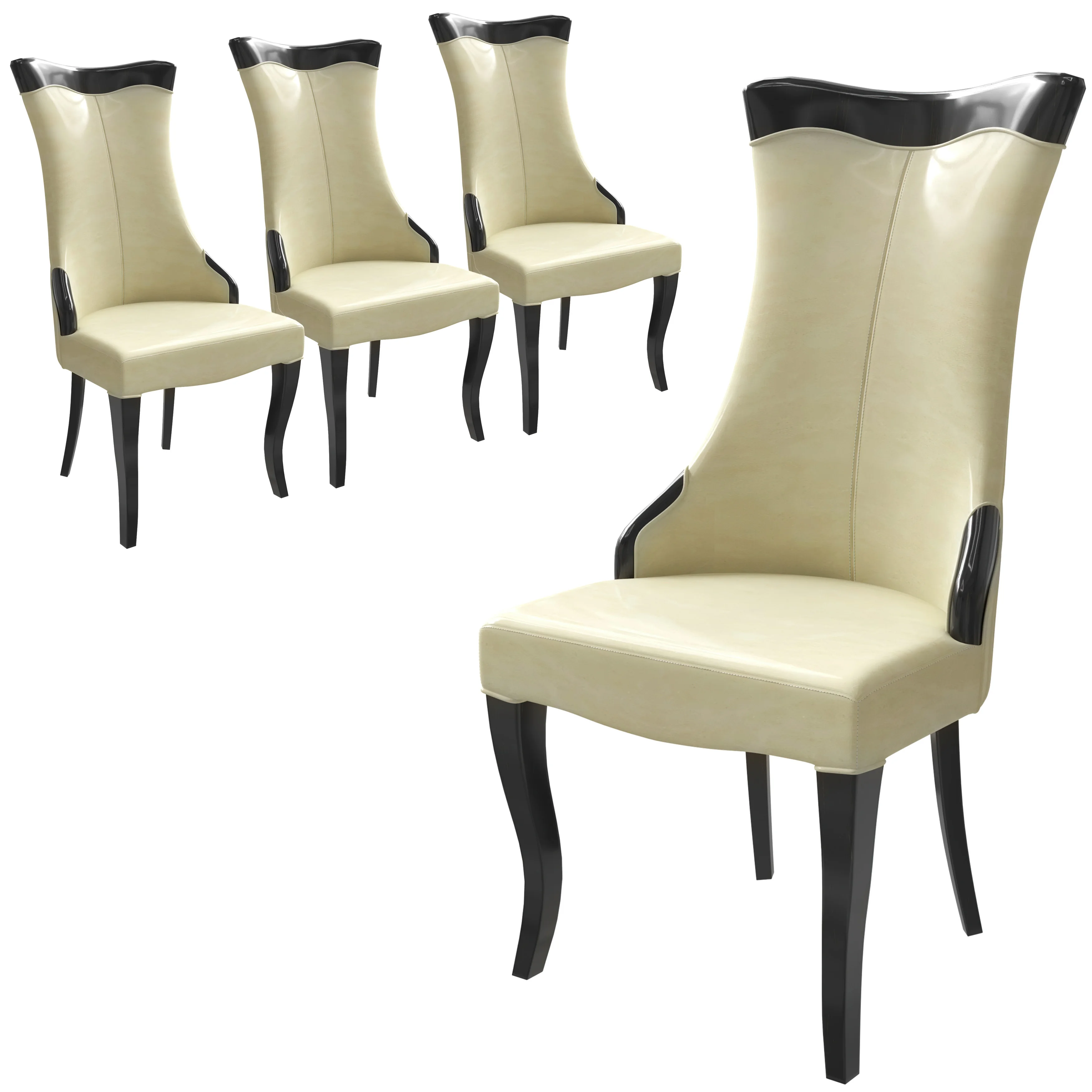 Novara Collection Modern Wooden Dining Chair in Light Cream Set of 4