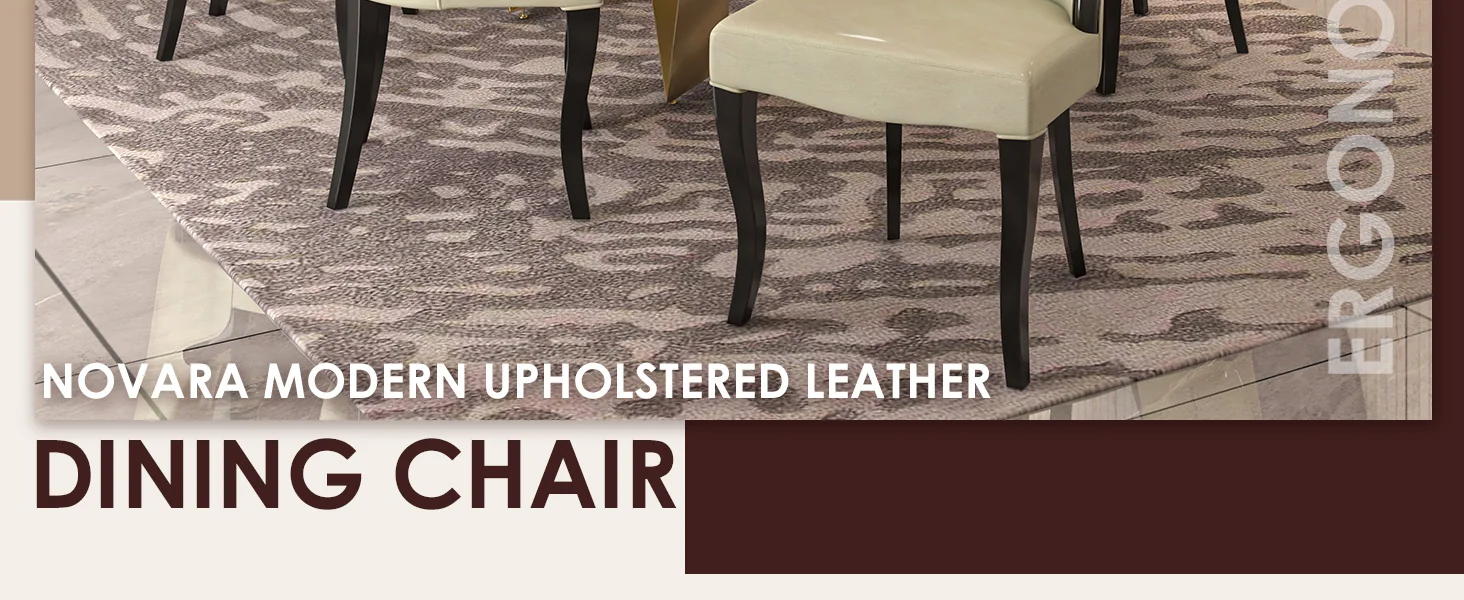 Novara Collection Modern Wooden Dining Chair in Off White Velvet