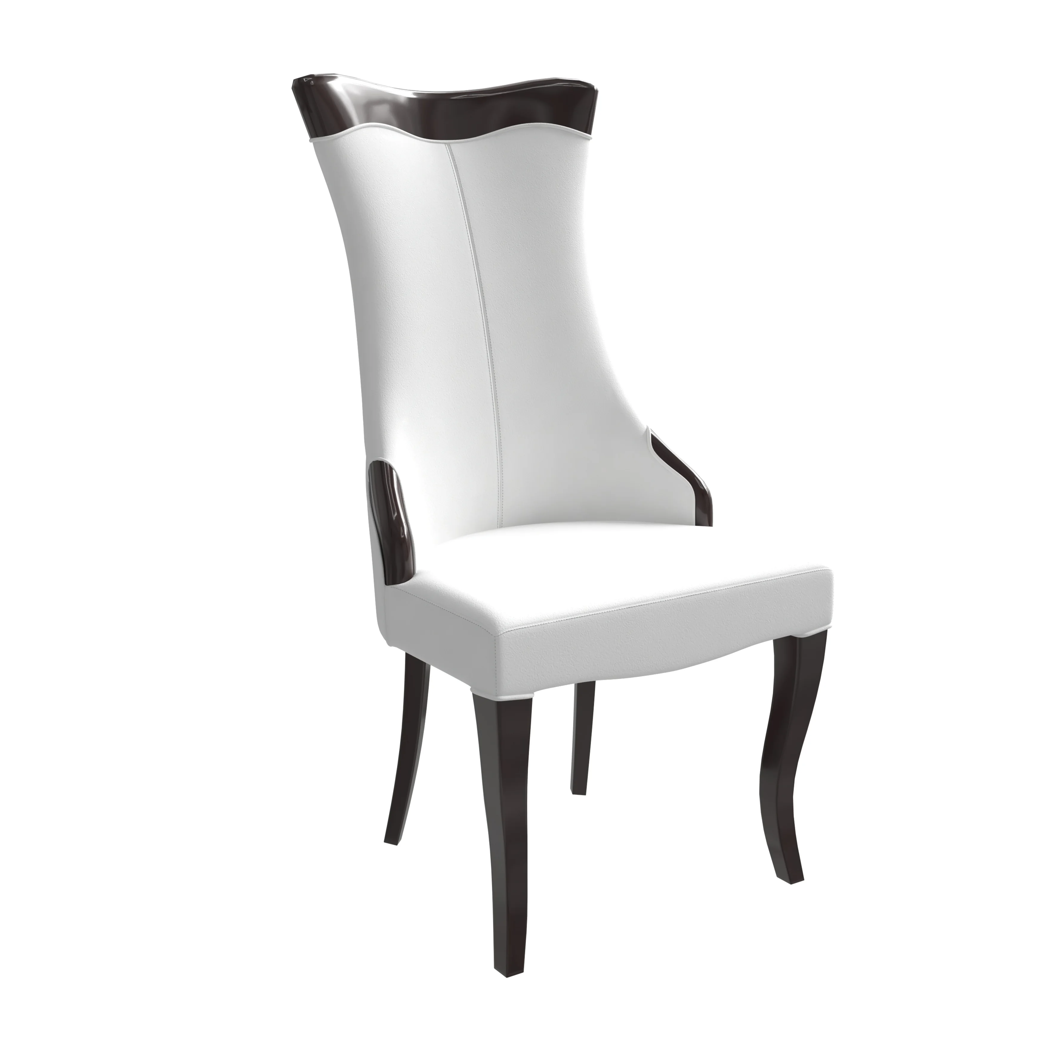 Novara Collection Modern Wooden Dining Chair in Off White Velvet