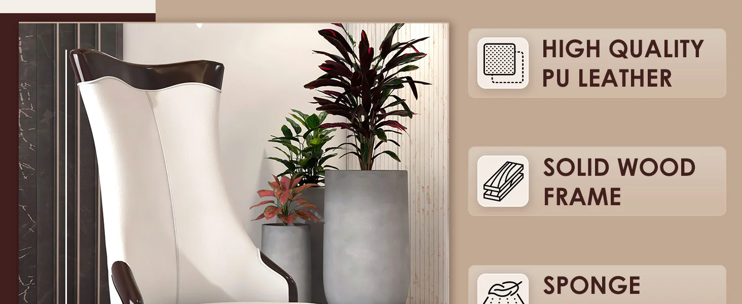 Novara Collection Modern Wooden Dining Chair in Off White Velvet