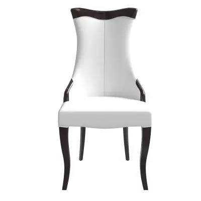 Novara Collection Modern Wooden Dining Chair in Off White Velvet