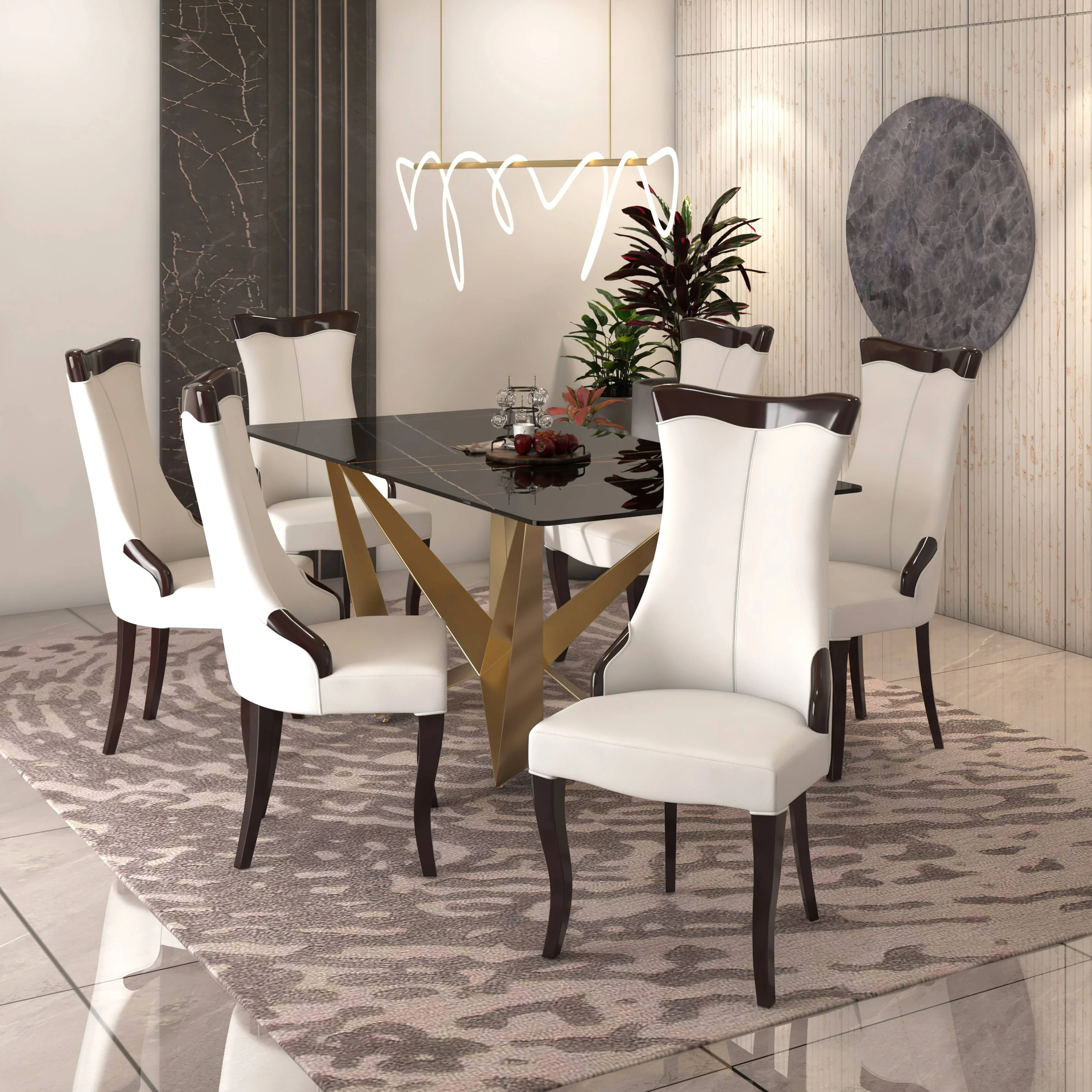 Novara Collection Modern Wooden Dining Chair in Off White Velvet Set of 2