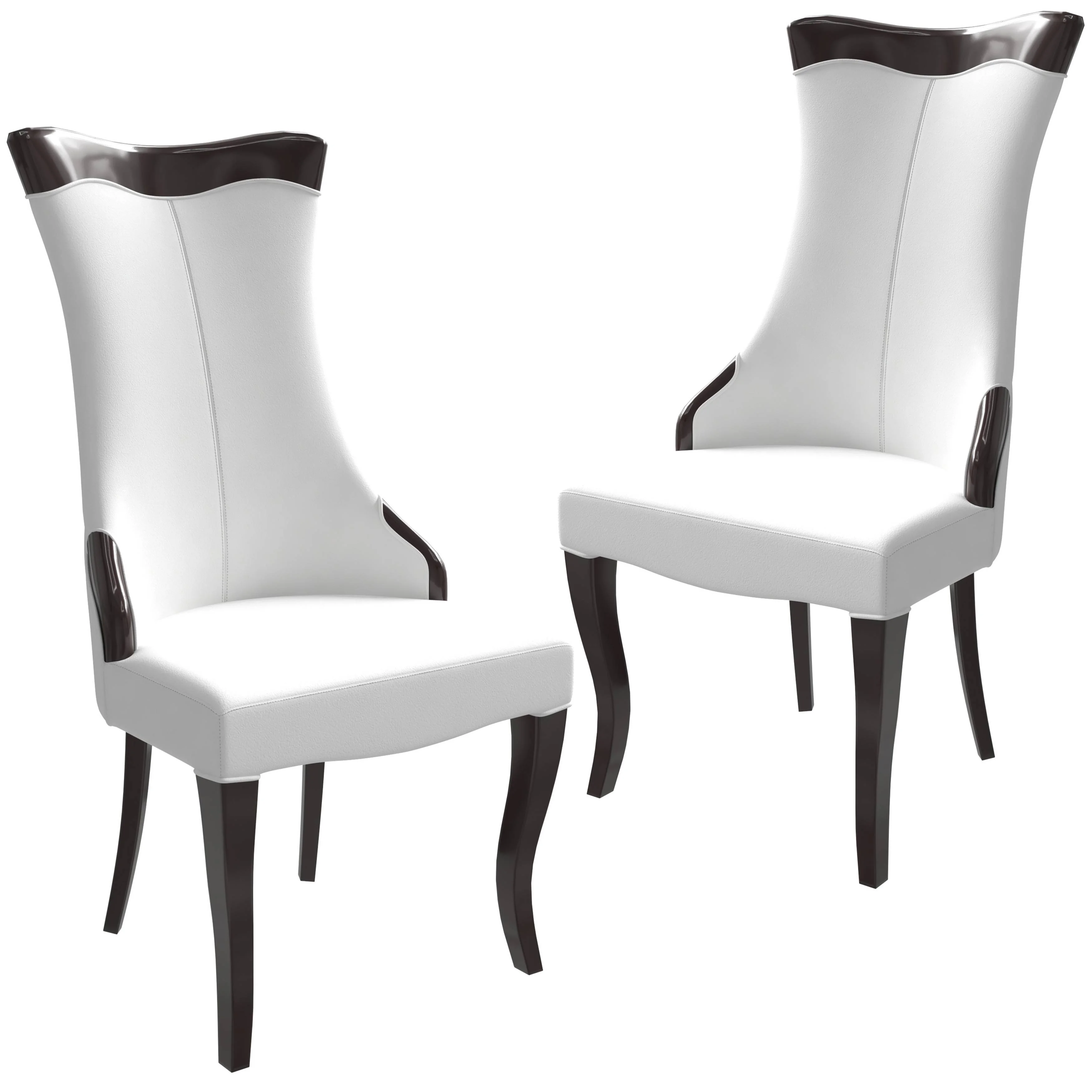 Novara Collection Modern Wooden Dining Chair in Off White Velvet Set of 2