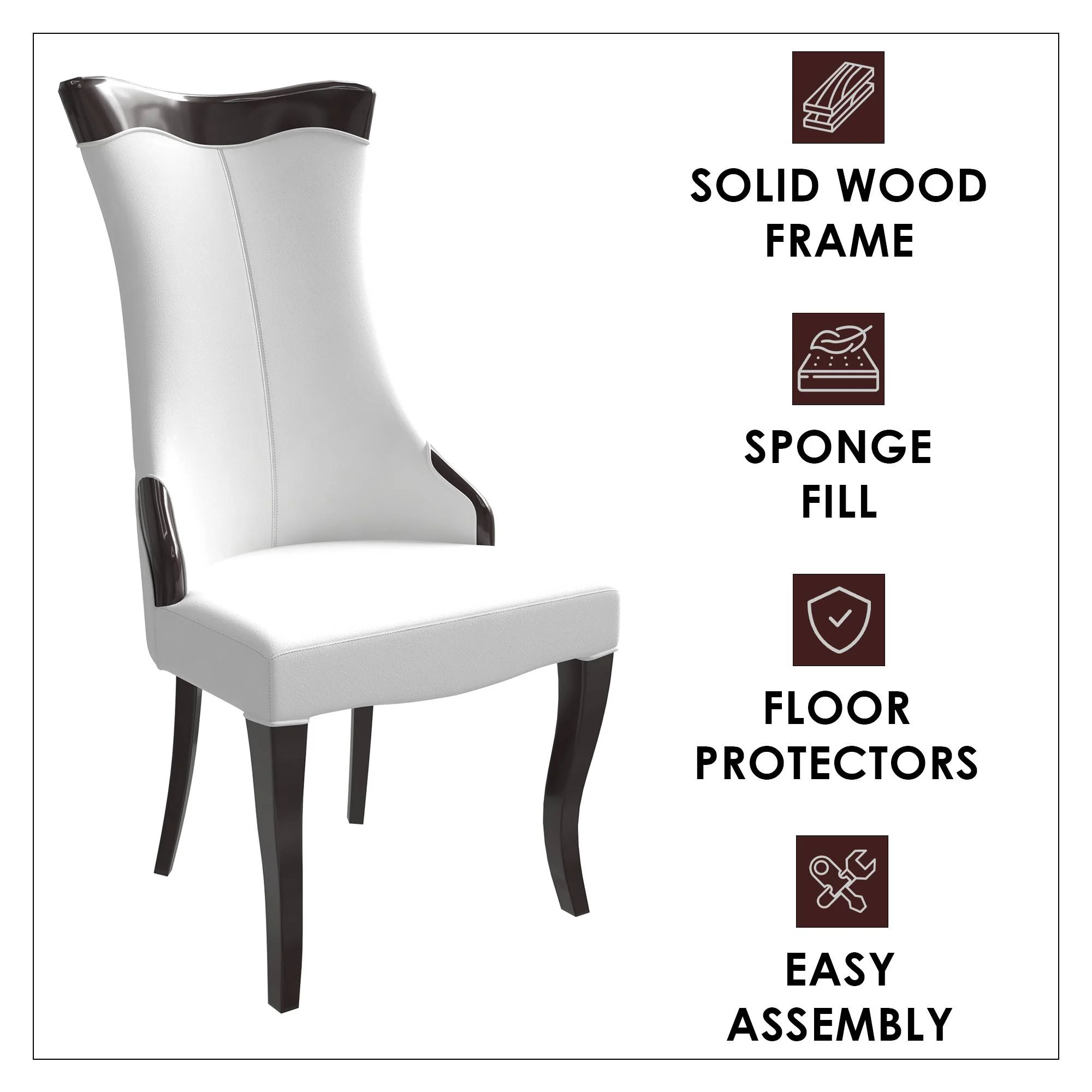 Novara Collection Modern Wooden Dining Chair in Off White Velvet Set of 4