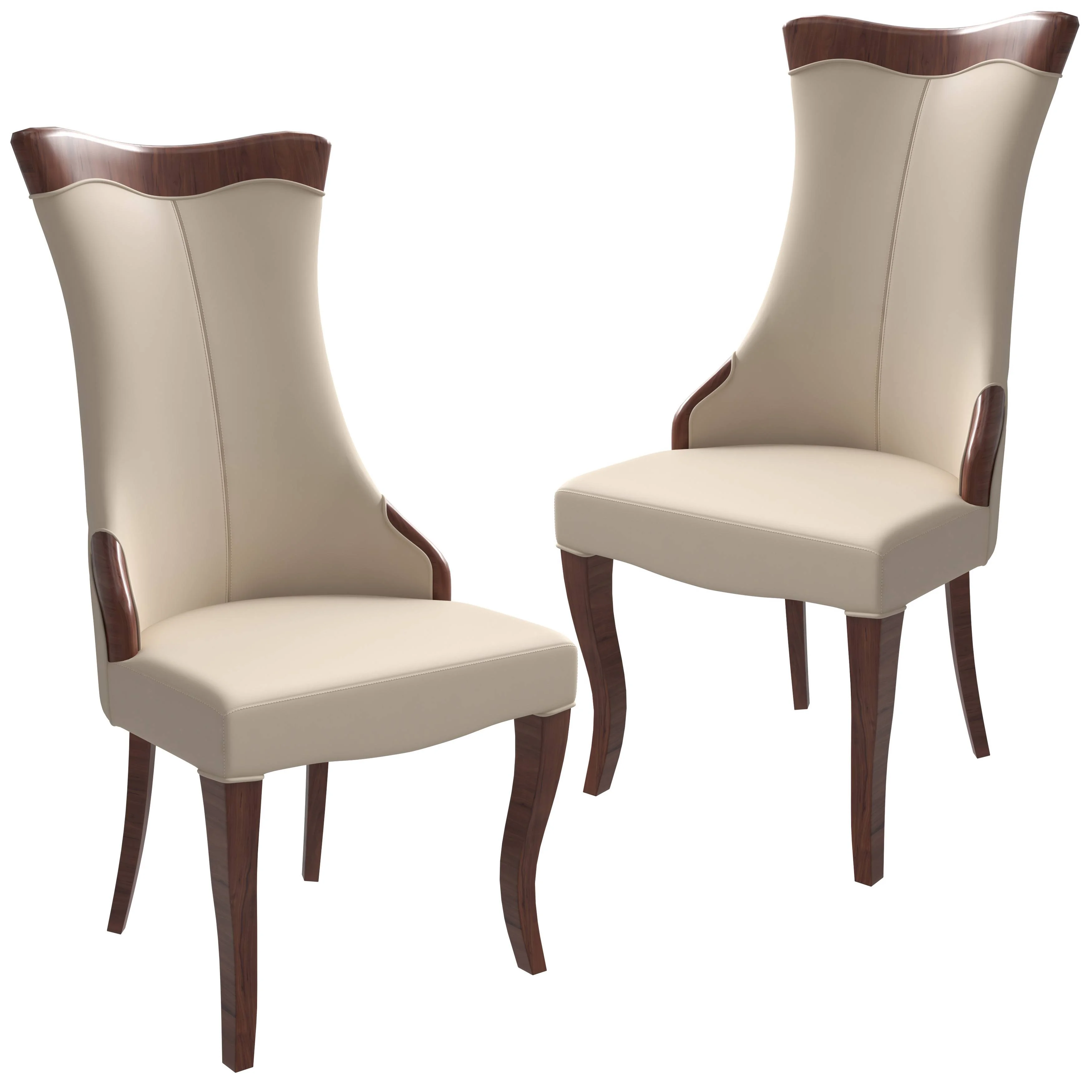 Novara Collection Modern Wooden Dining Chair in Light Toupe Set of 2