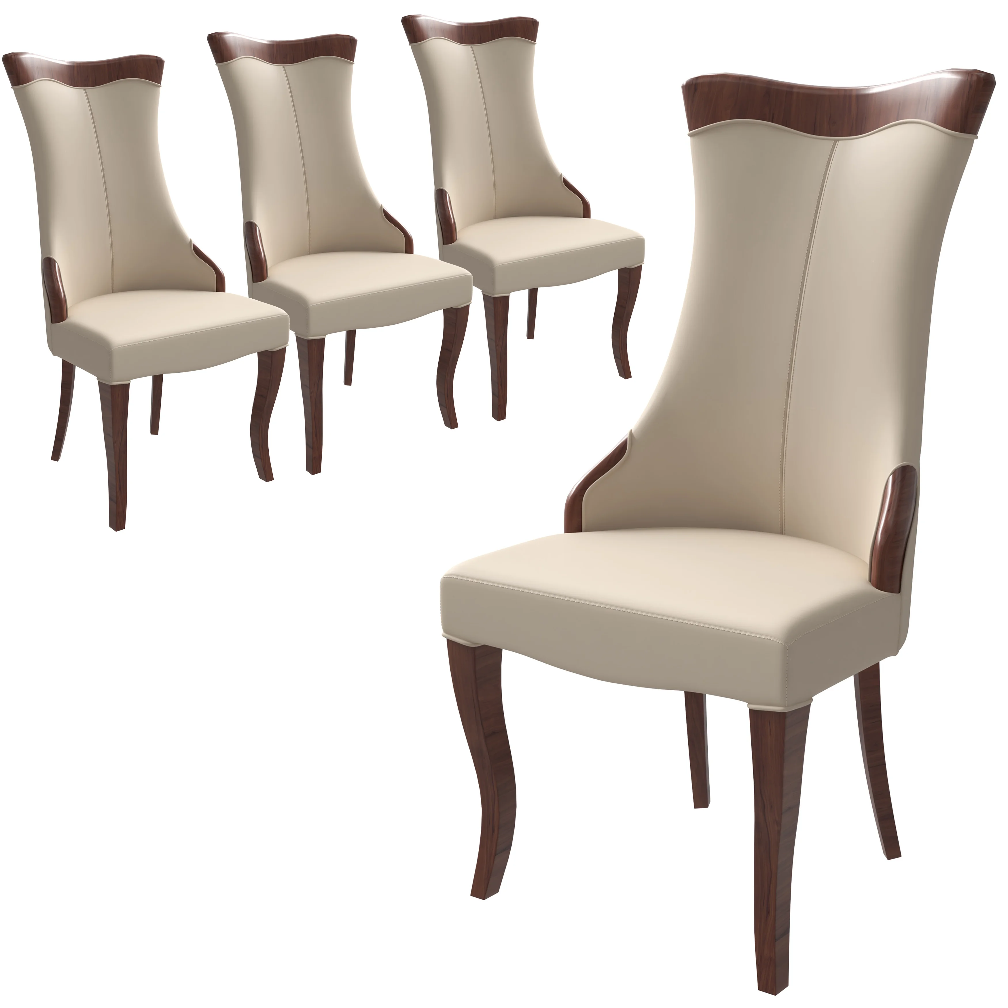 Novara Collection Modern Wooden Dining Chair in Light Toupe Set of 4