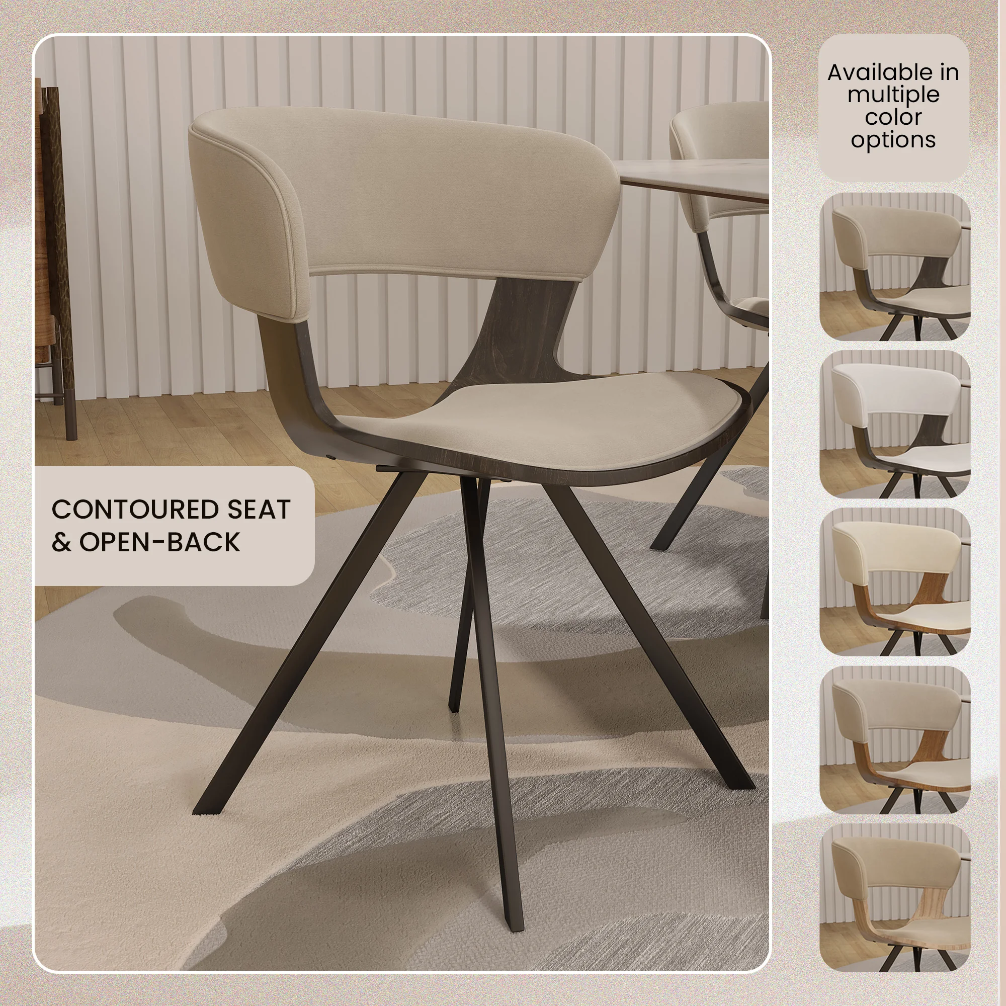 Wooden Dining Chair Modern style Nymia Collection Walnut Glazed Color in Light Taupe