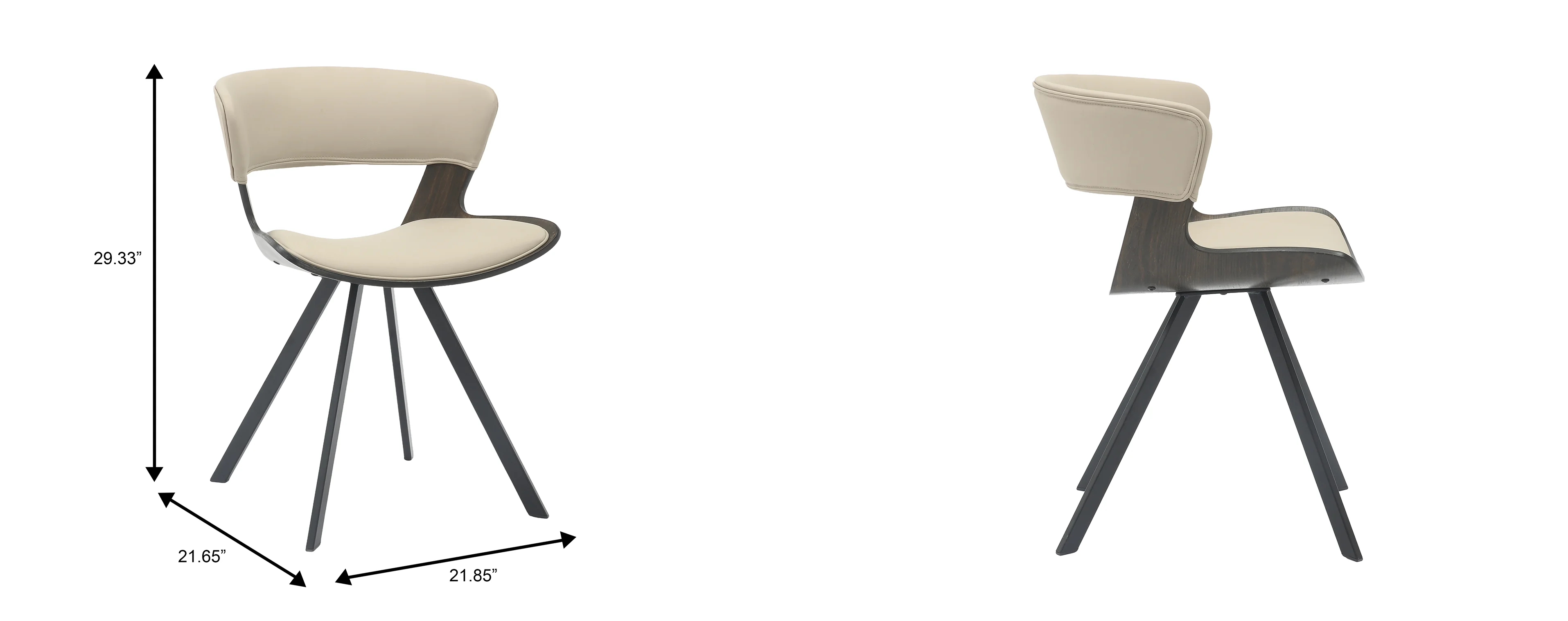 Wooden Dining Chair Modern style Nymia Collection Walnut Glazed Color in Light Taupe