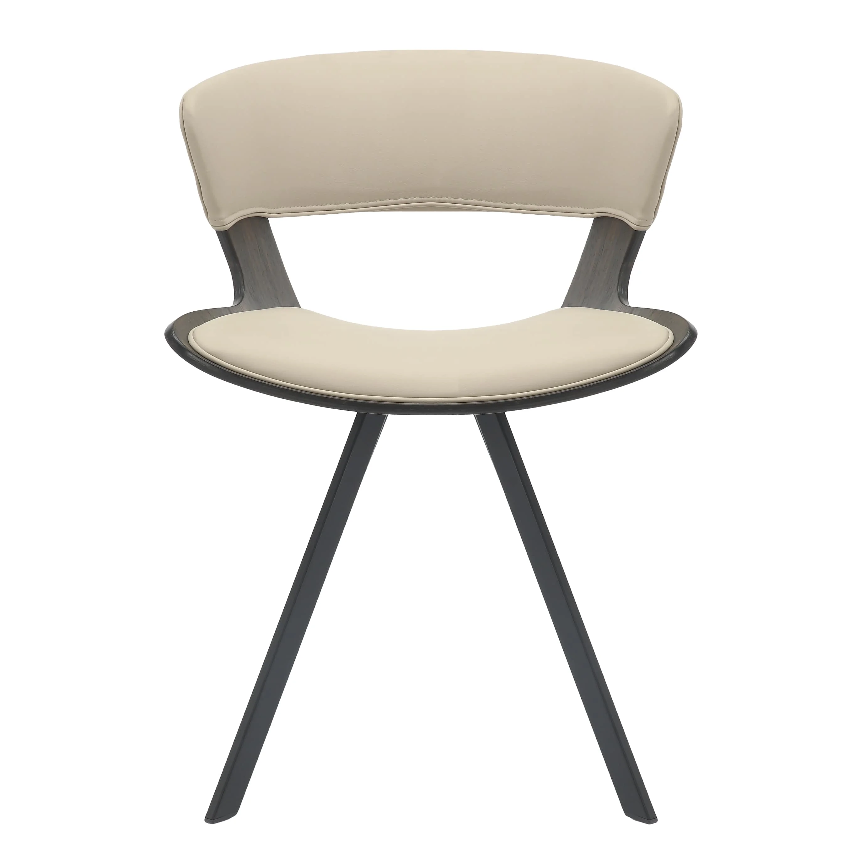 5-Piece Dining Set with Square Wooden Table in Natural Wood and 4 Leather Dining Chairs in Dark Walnut/Light Taupe