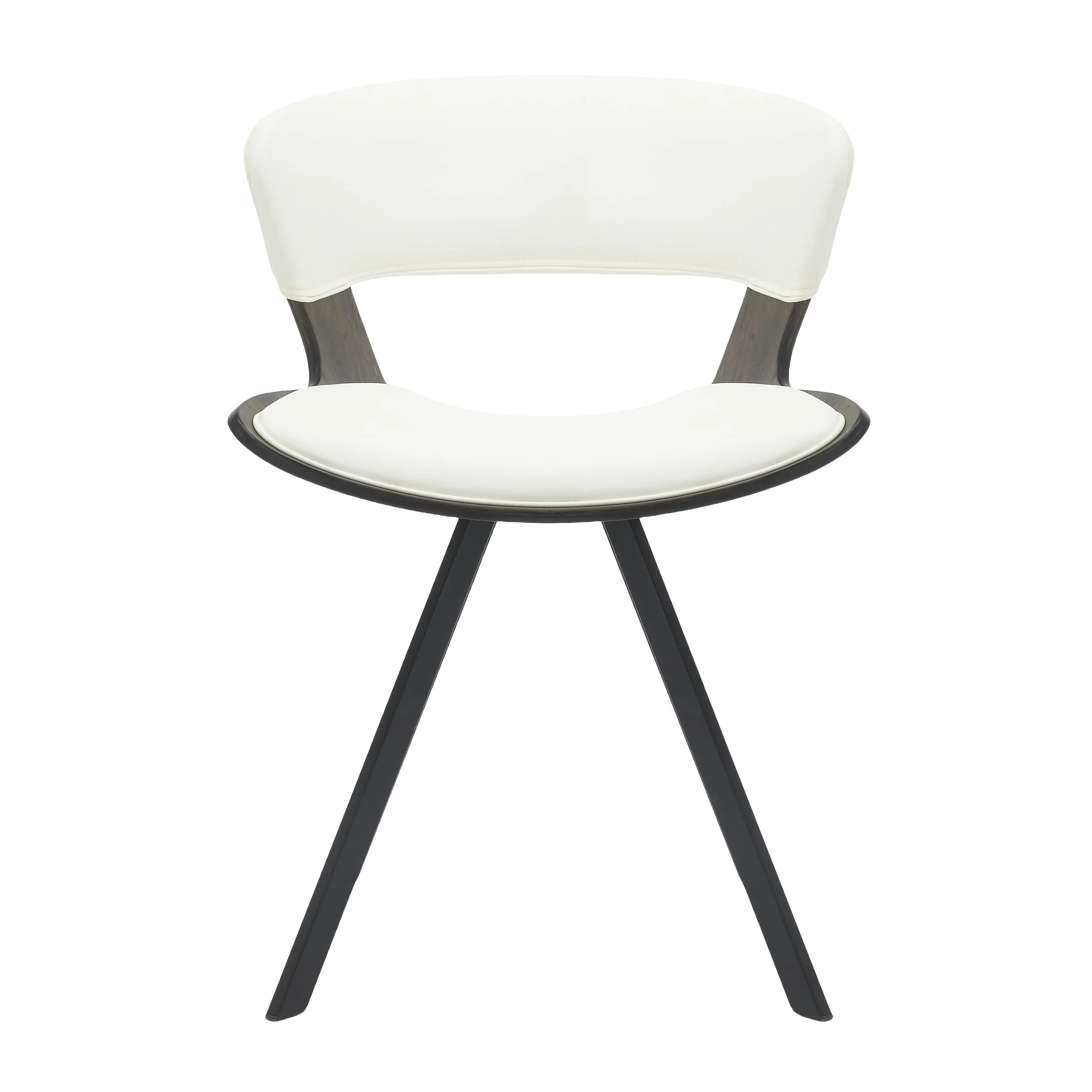 5-Piece Dining Set with Square Wooden Table in Natural Wood and 4 Leather Dining Chairs in Dark Walnut/White