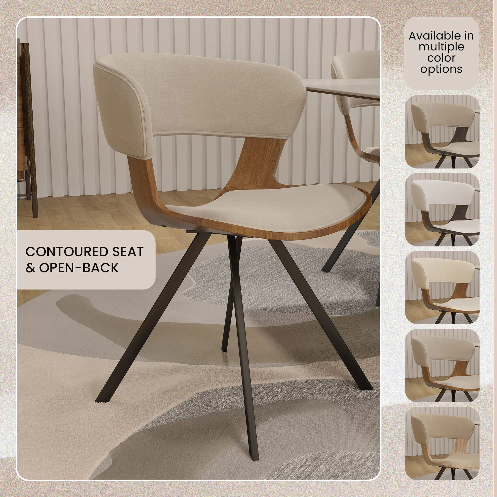 Wooden Dining Chair Modern style Nymia Collection Walnut Color in Light Brown