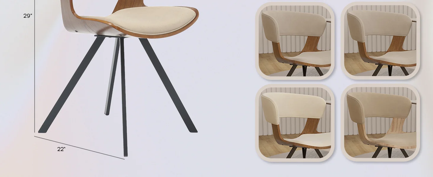 Wooden Dining Chair Modern style Nymia Collection Walnut Color in Light Brown