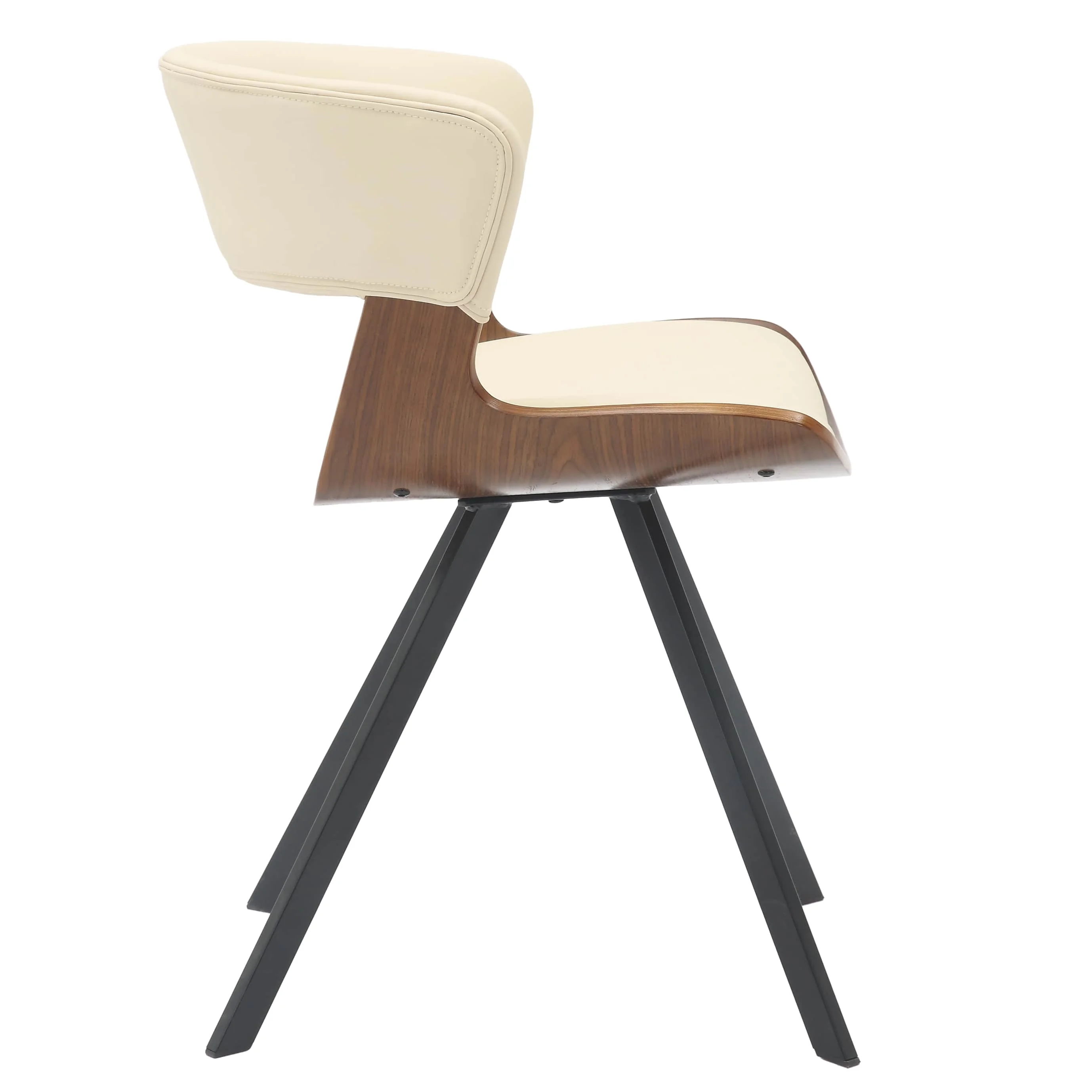 5-Piece Dining Set with Square Dining Table White Sintered Stone Top and 4 Leather Dining Chairs in Walnut/Beige