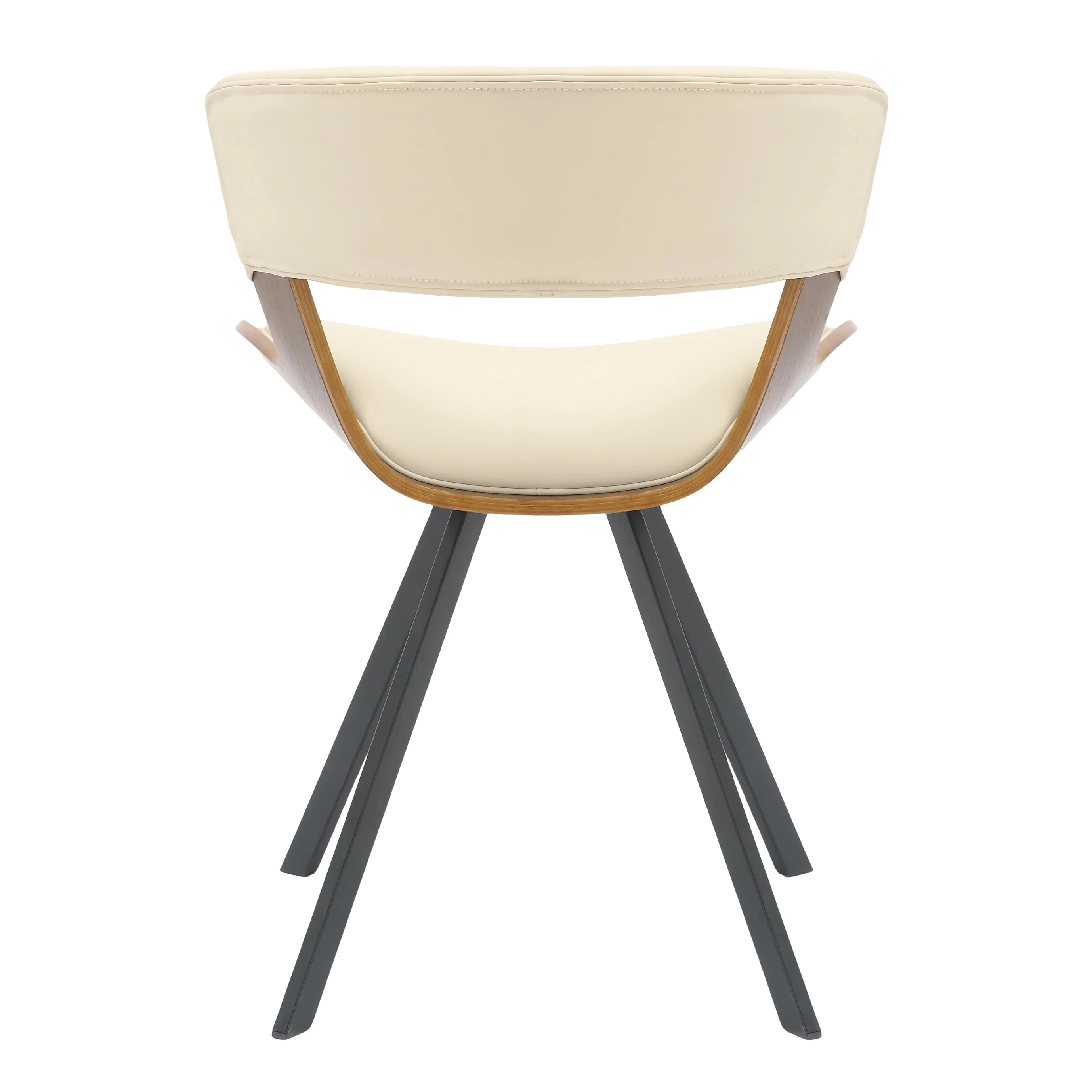 5-Piece Dining Set with Square Dining Table White Sintered Stone Top and 4 Leather Dining Chairs in Walnut/Beige