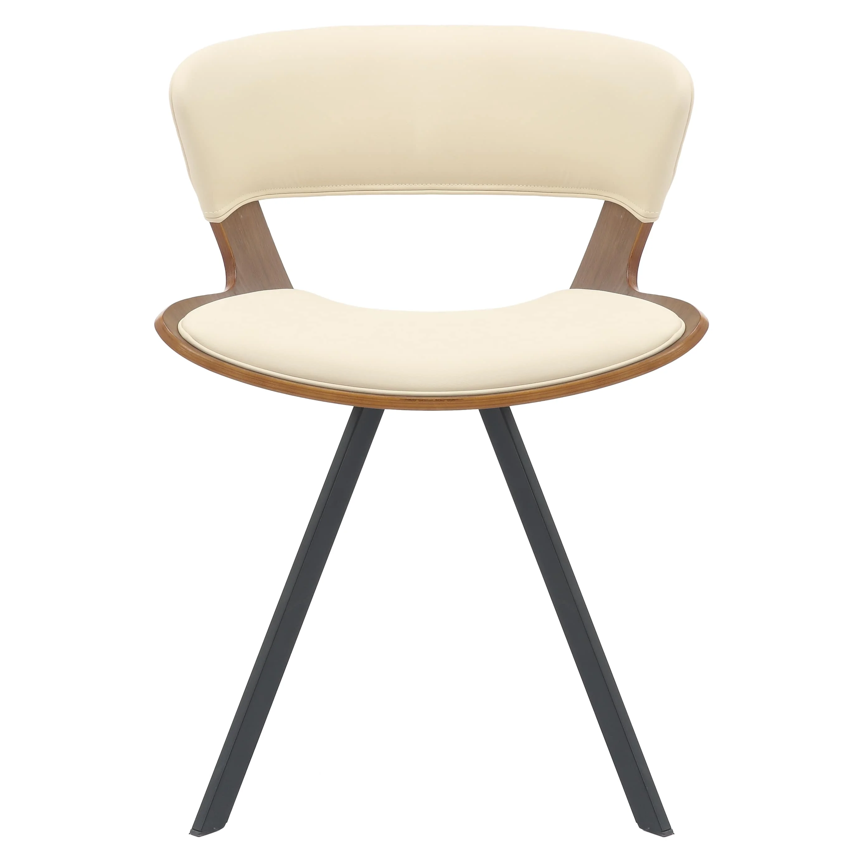 5-Piece Dining Set with Square Dining Table White Sintered Stone Top and 4 Leather Dining Chairs in Walnut/Beige