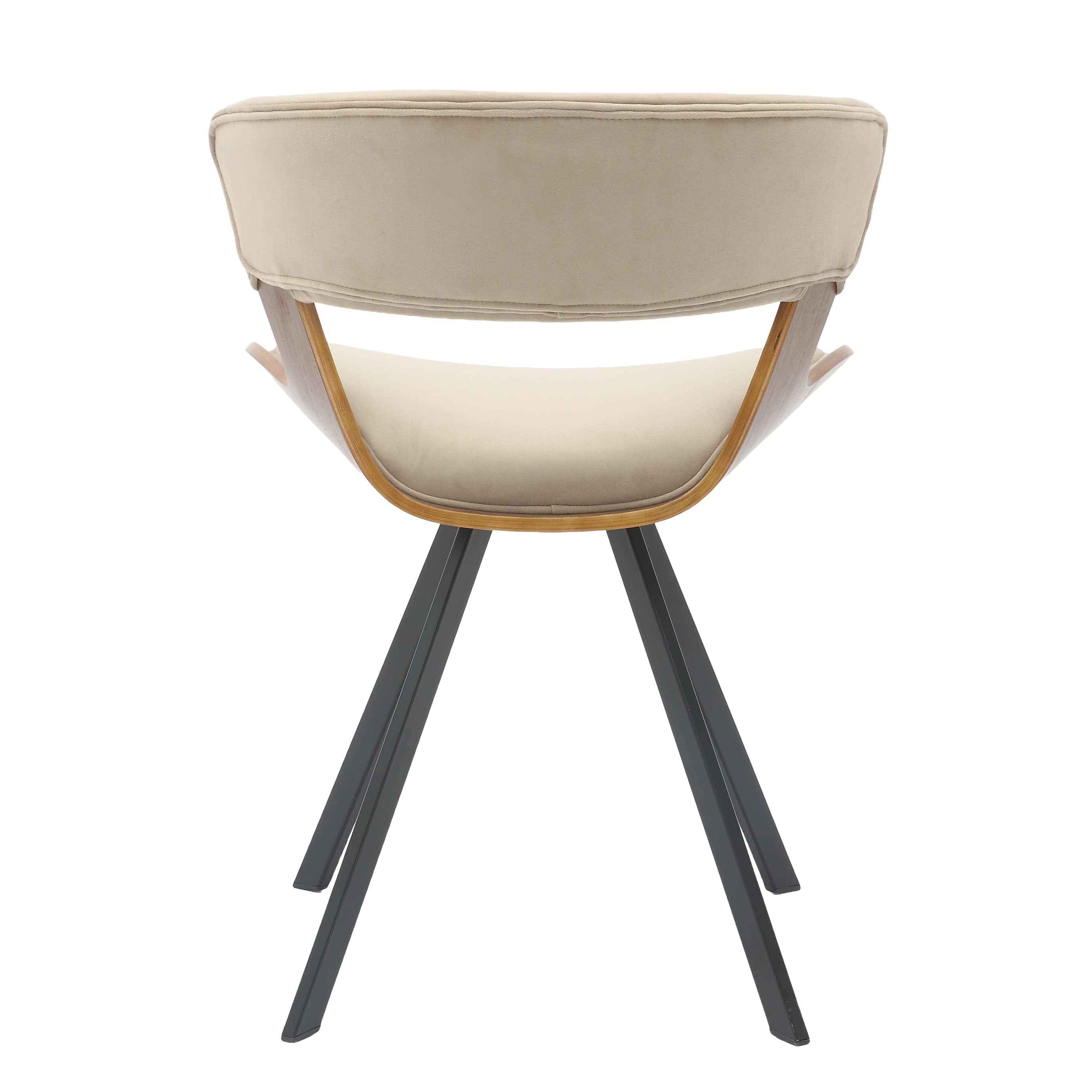 5-Piece Dining Set with Square Wooden Table in Natural Wood and 4 Velvet Dining Chairs in Walnut/Light Brown Velvet