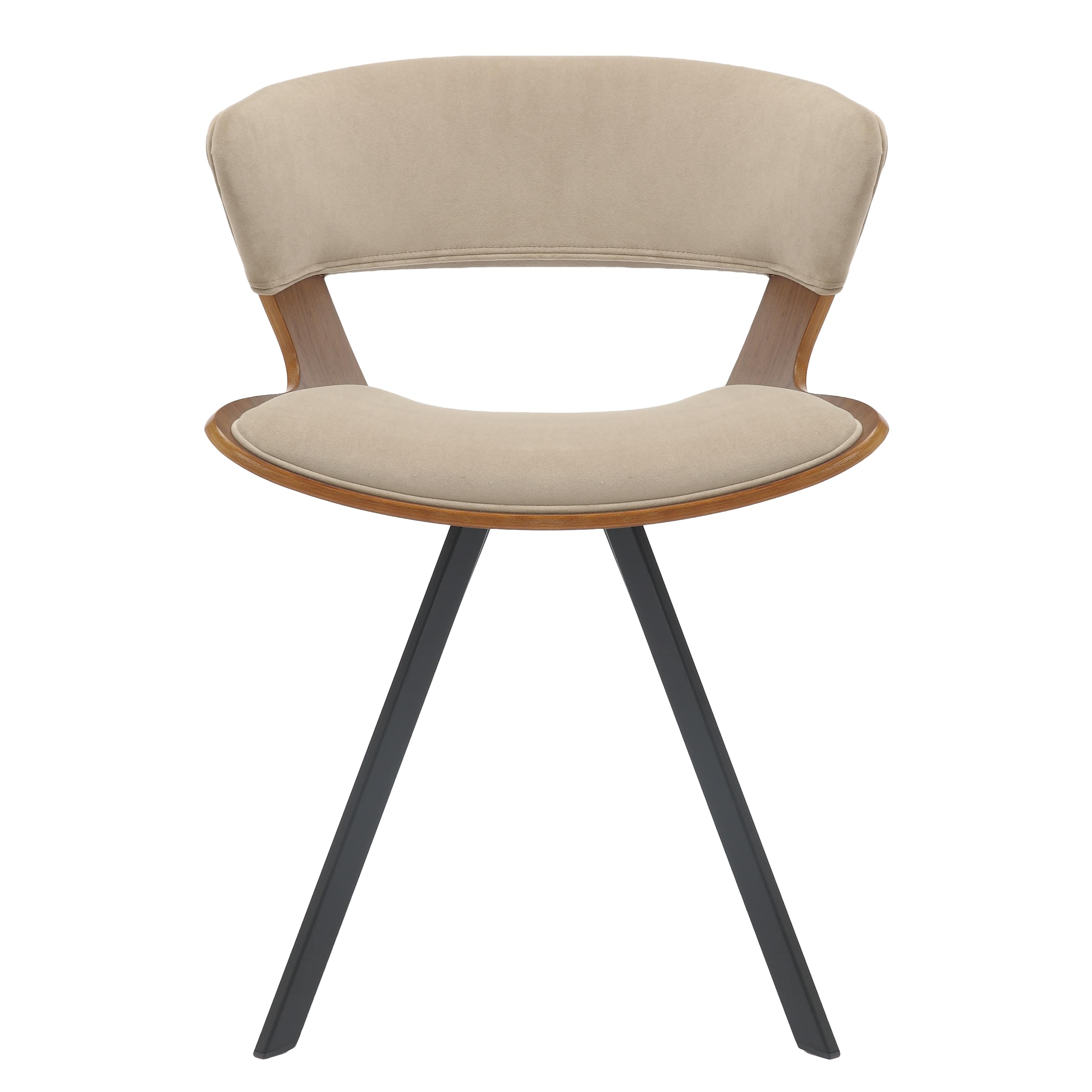 5-Piece Dining Set with Square Wooden Table in Natural Wood and 4 Velvet Dining Chairs in Walnut/Light Brown Velvet