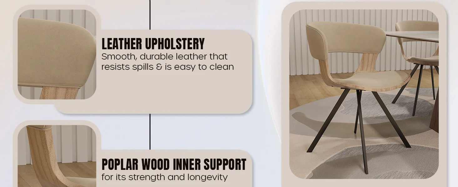 Wooden Dining Chair Modern style Nymia Collection Washed Walnut in Taupe