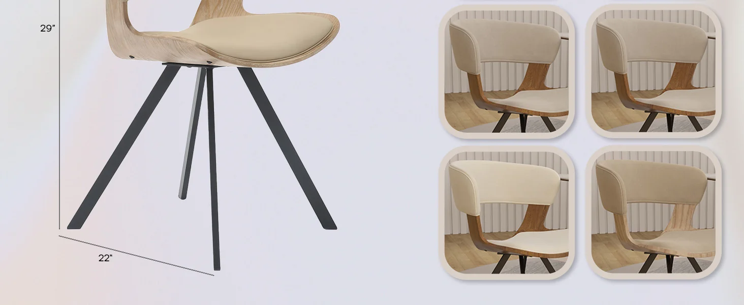 Wooden Dining Chair Modern style Nymia Collection Washed Walnut in Taupe