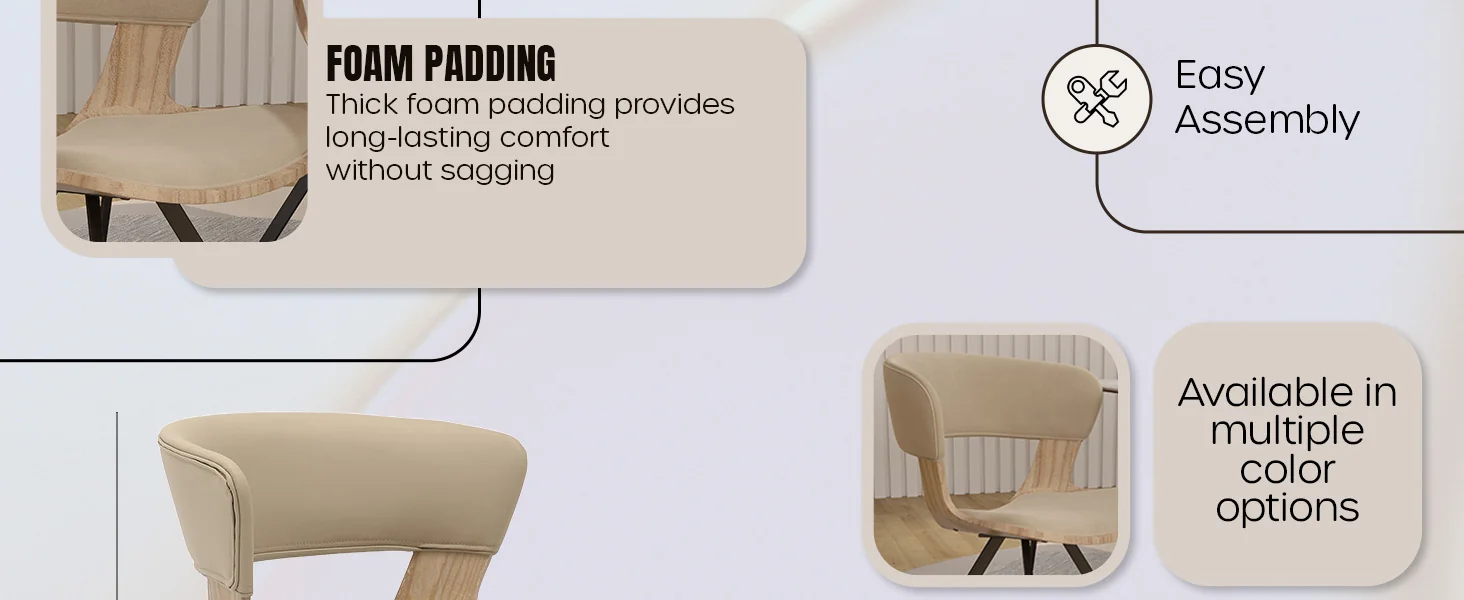 Wooden Dining Chair Modern style Nymia Collection Washed Walnut in Taupe