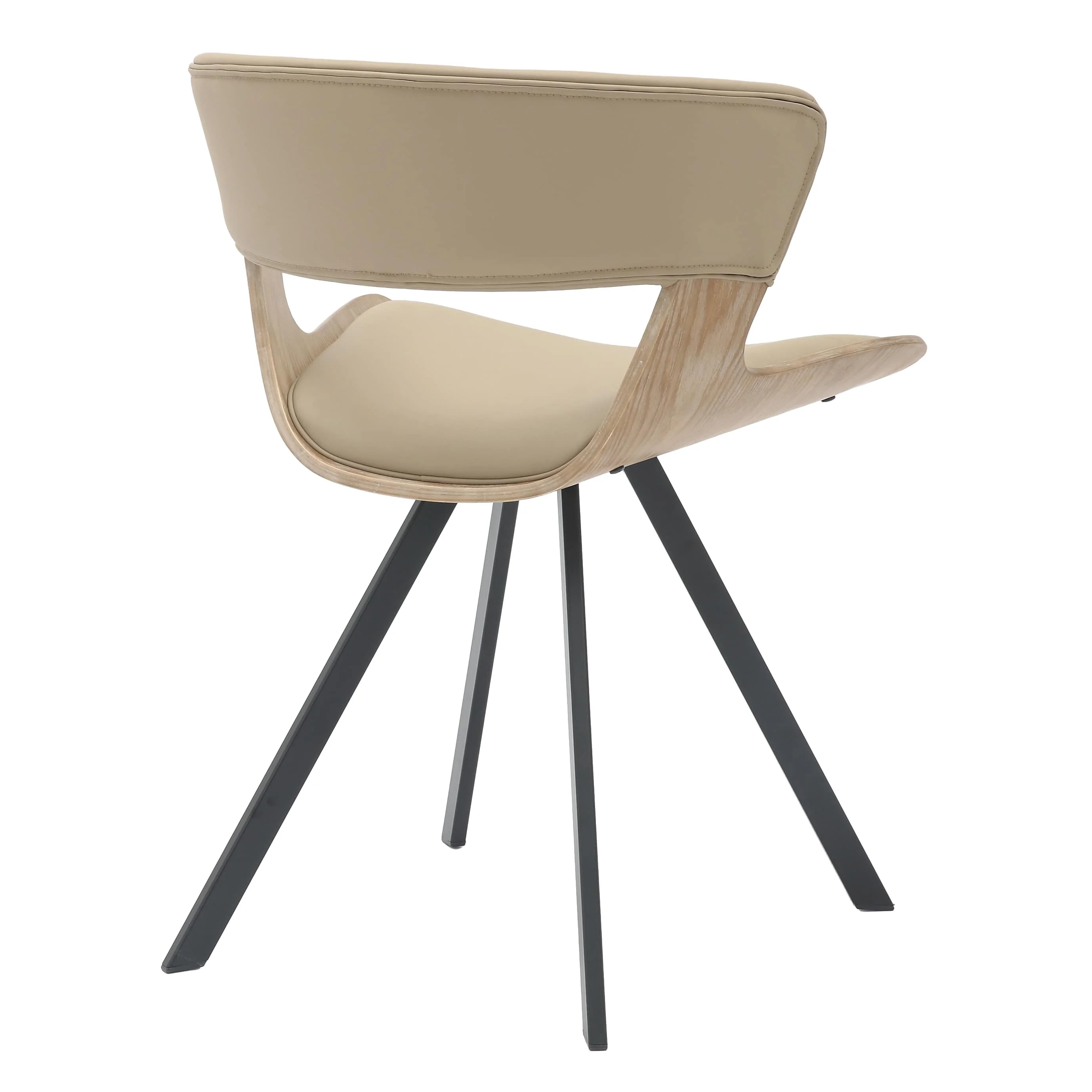 5-Piece Dining Set with Square Wooden Table in Natural Wood and 4 Leather Dining Chairs in Washed Walnut/Taupe