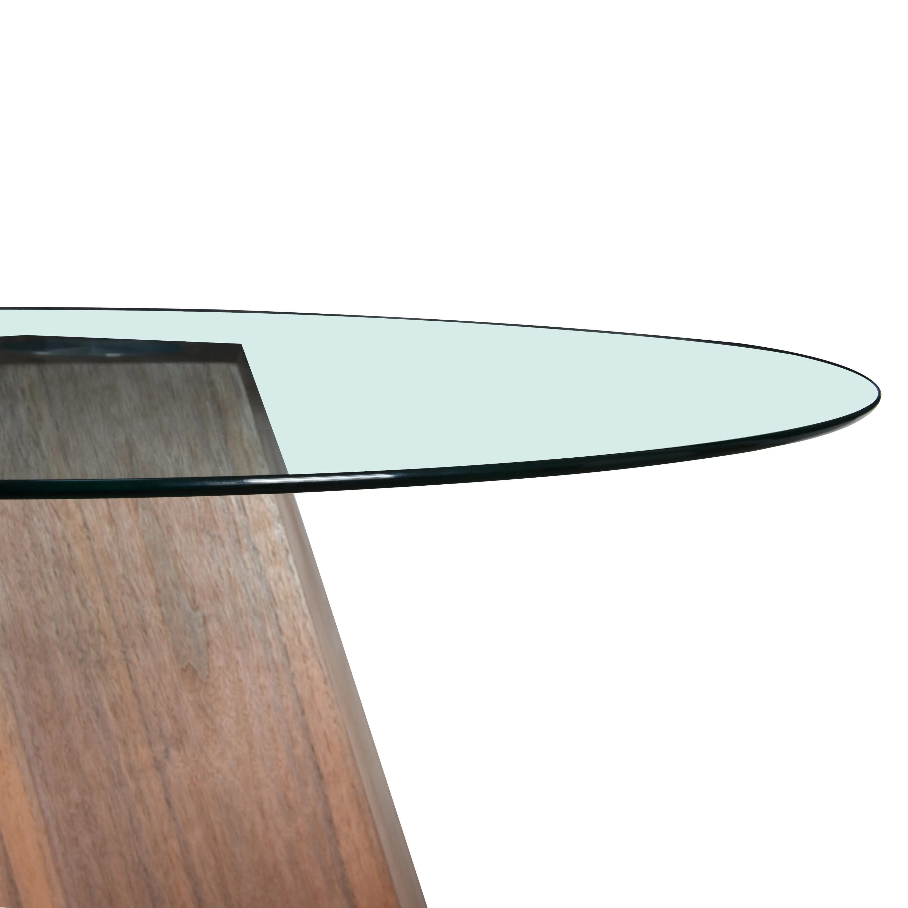 Nebo Modern Dining Table in Walnut Base with Clear Glass Top
