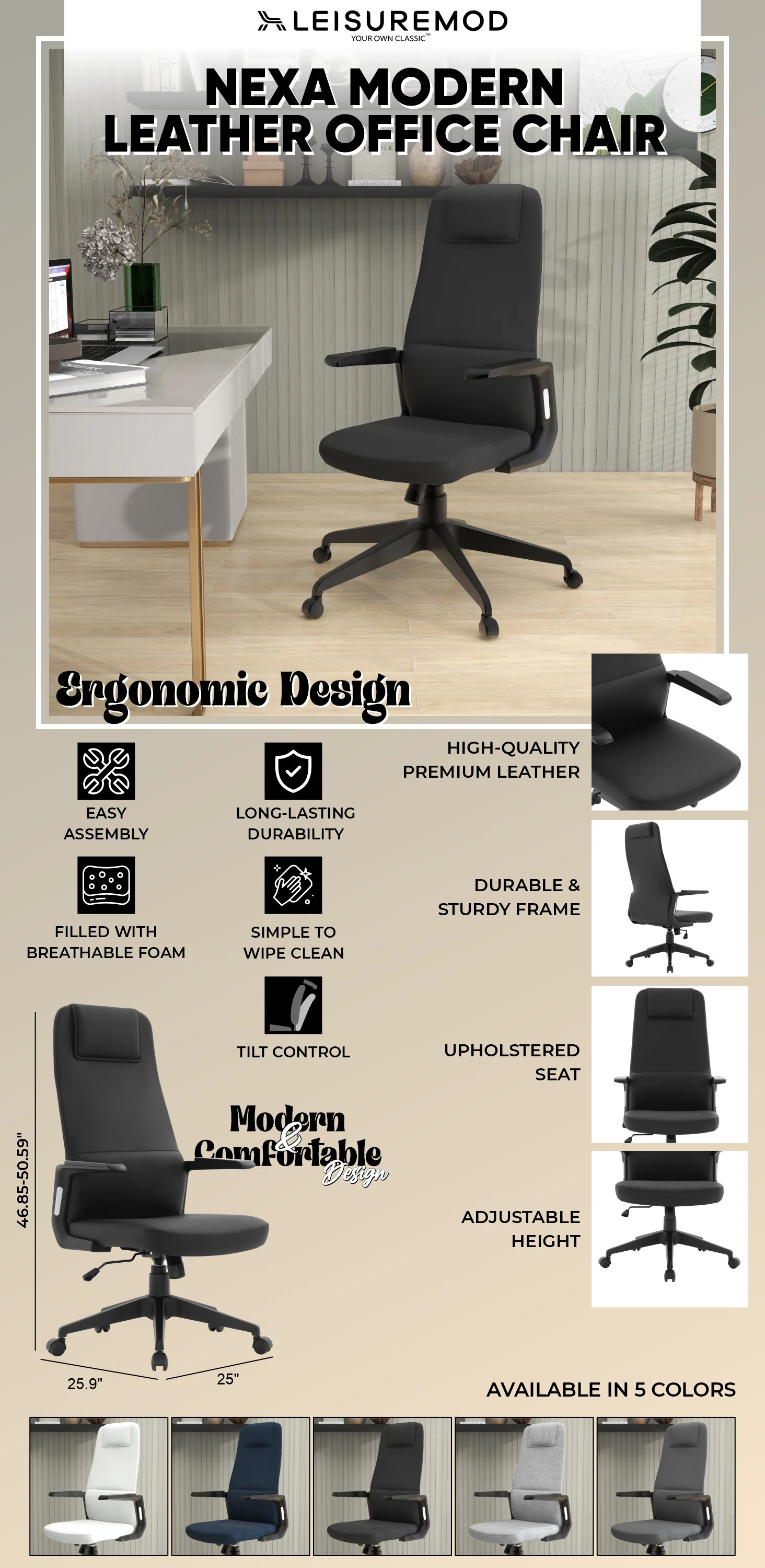 Nexa Collection Modern Office Chair In Black