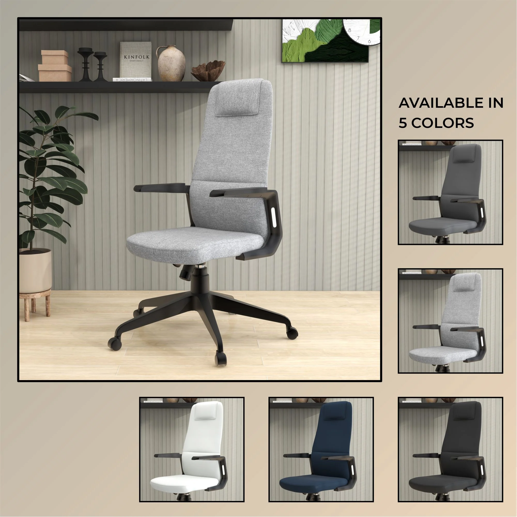Nexa Collection Modern Office Chair In Grey Fabric
