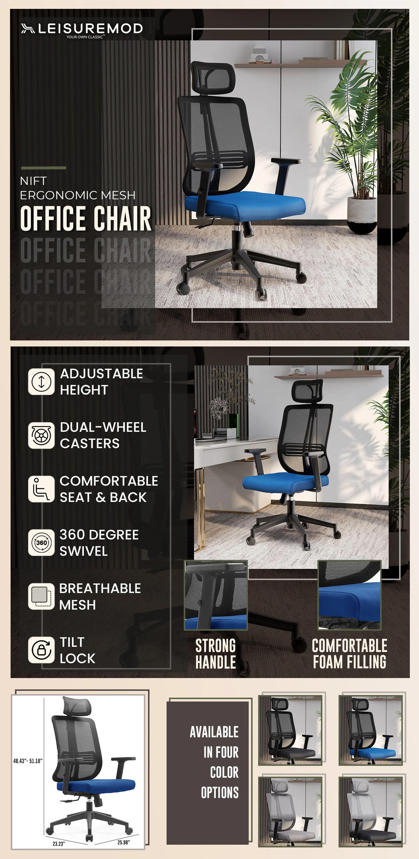 Office Nift Series Office Task Chair In Blue