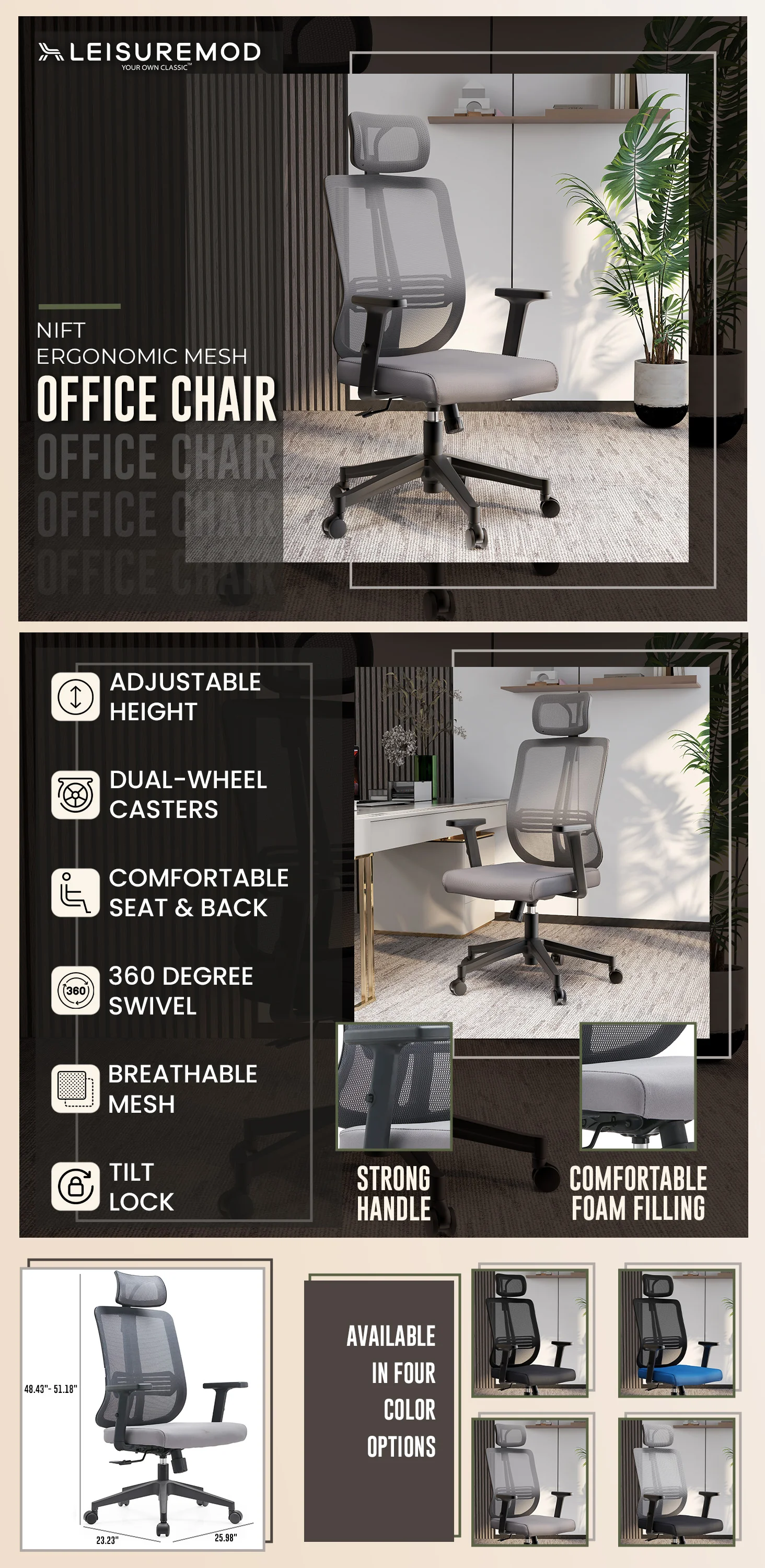 Office Nift Series Office Task Chair In Grey