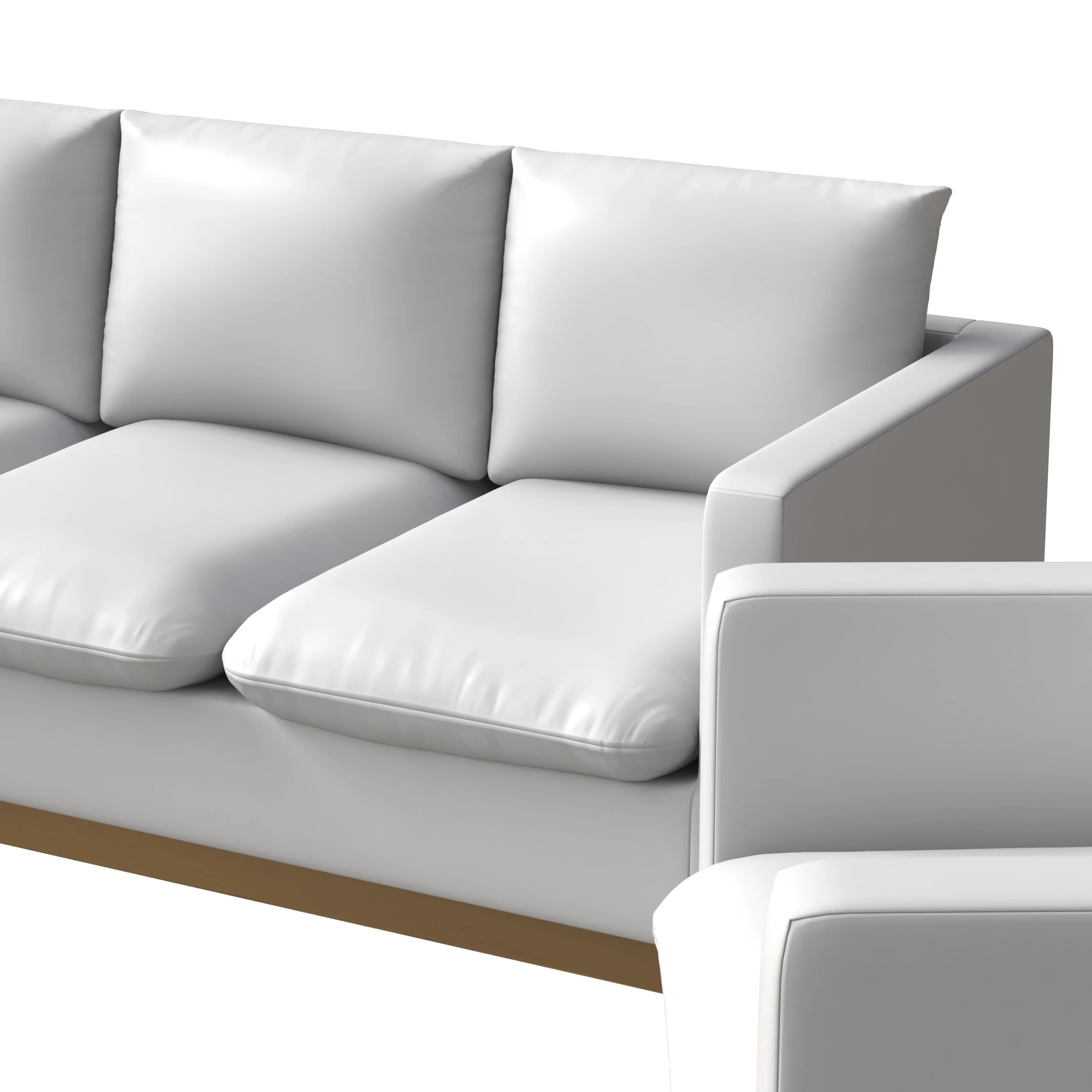 Nervo Leather 3-Piece Living Room Sofa Set With Gold Frame White