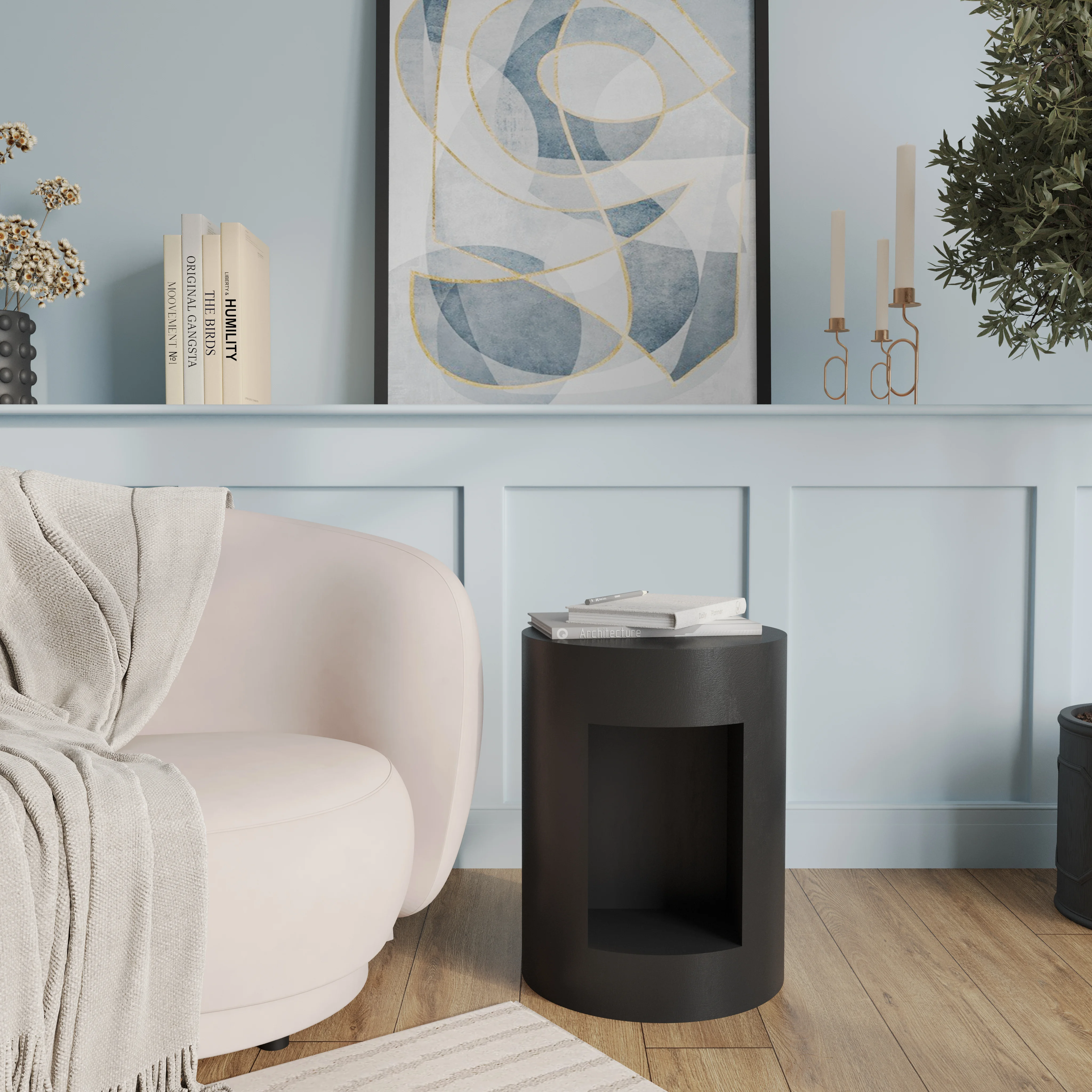 Modern Side End Table Nook Series In Black